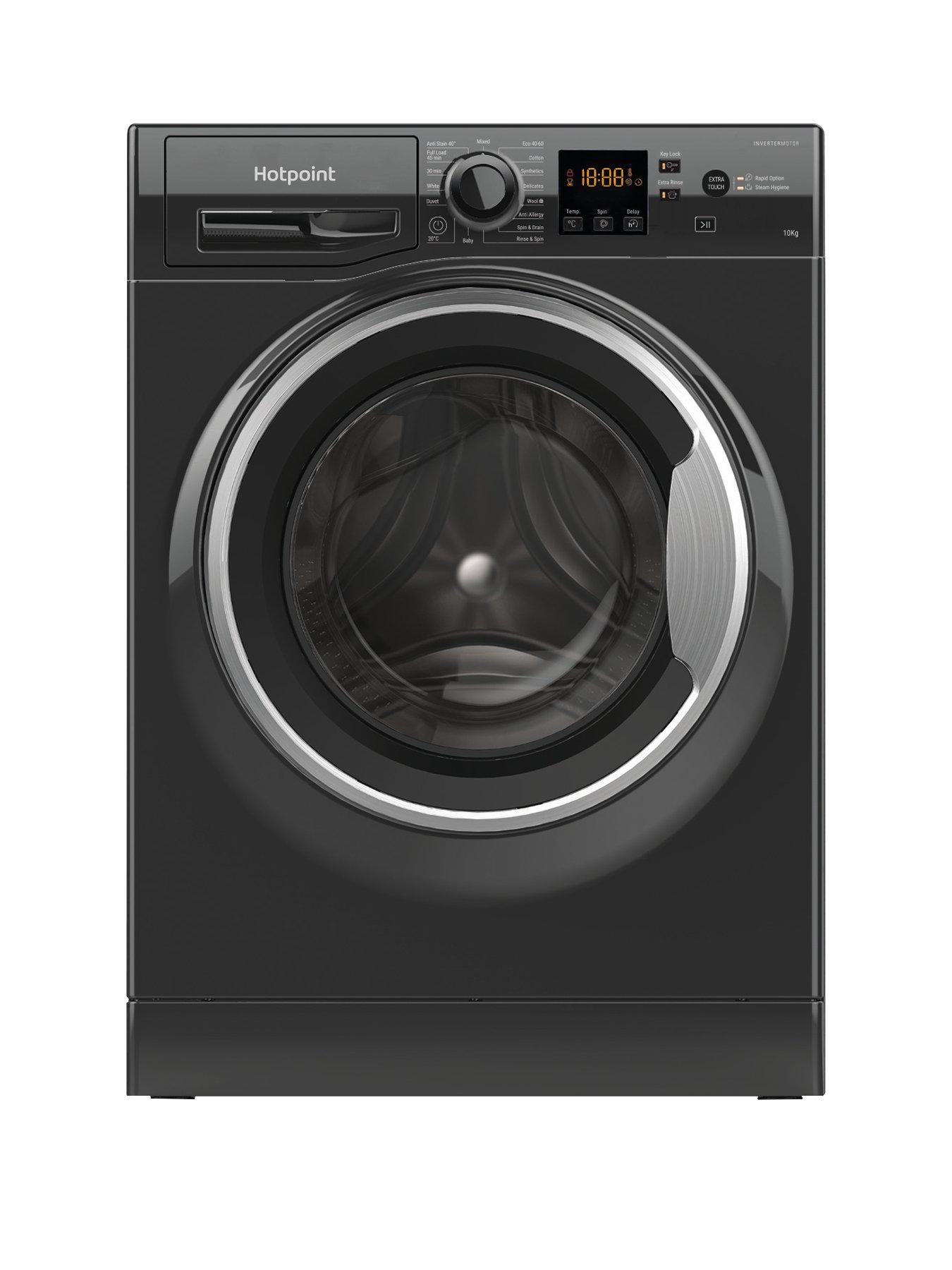 Product photograph of Hotpoint Nswm1045cbsukn 10kg Load 1400rpm Spin Washing Machine - Black from very.co.uk