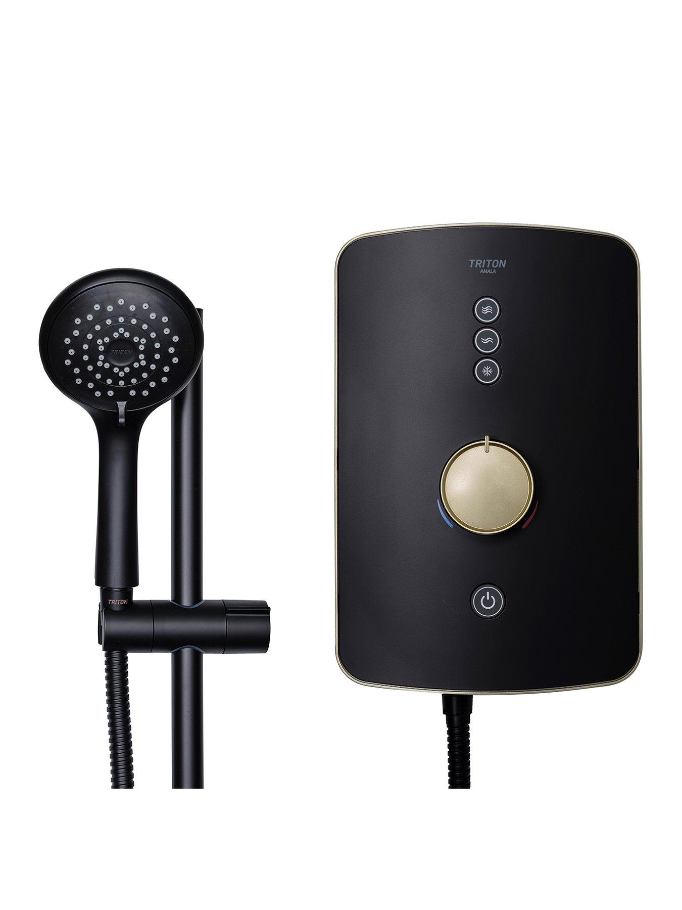 Product photograph of Triton Amala Metallic 9 5kw Electric Shower - Brushed Brass from very.co.uk