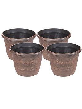 Product photograph of Set Of 4 Acorn Round Planters - Warm Copper 25m from very.co.uk