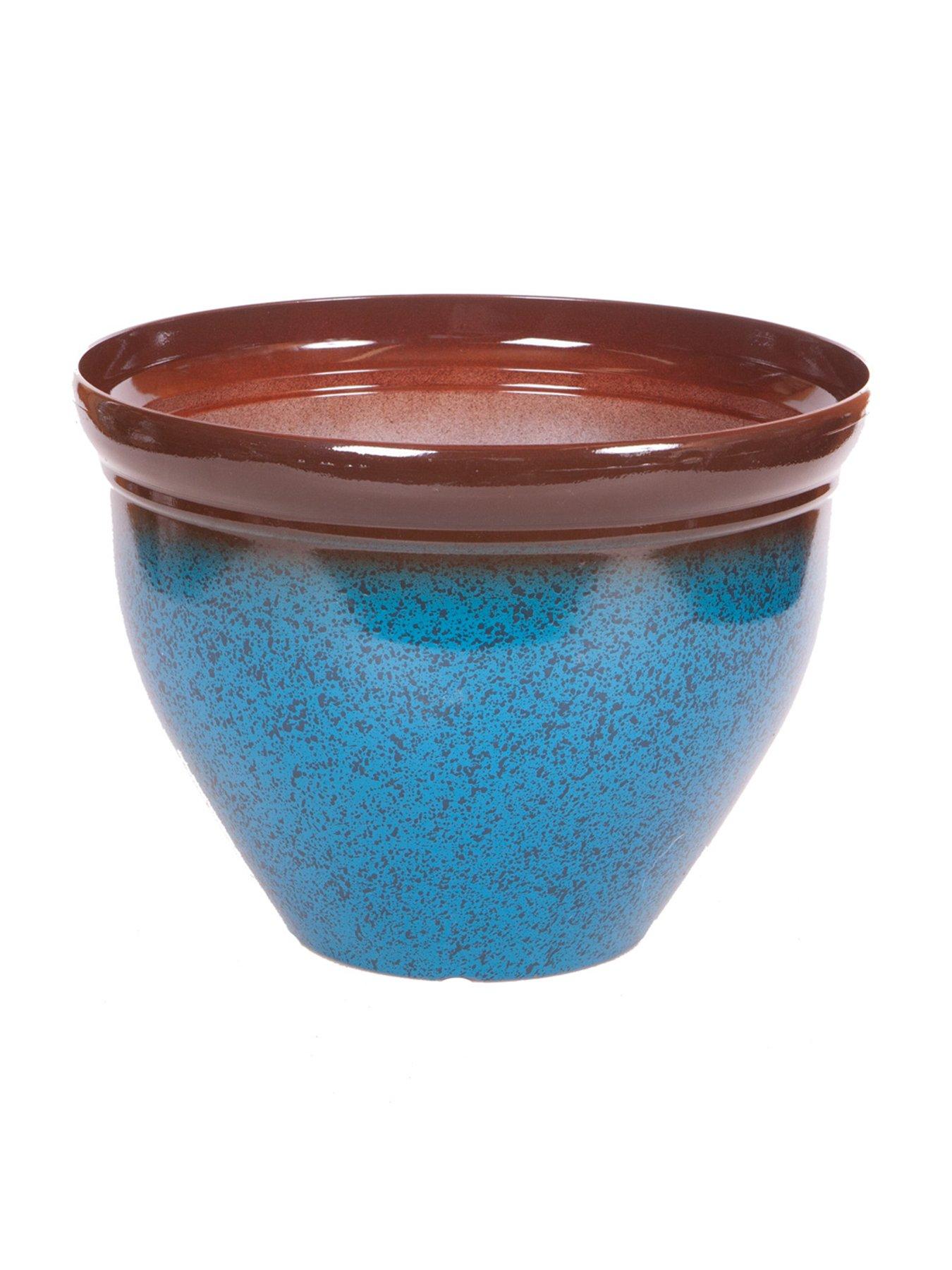 You Garden Ceramic Look Mottled Blue Planter (39.5cm)