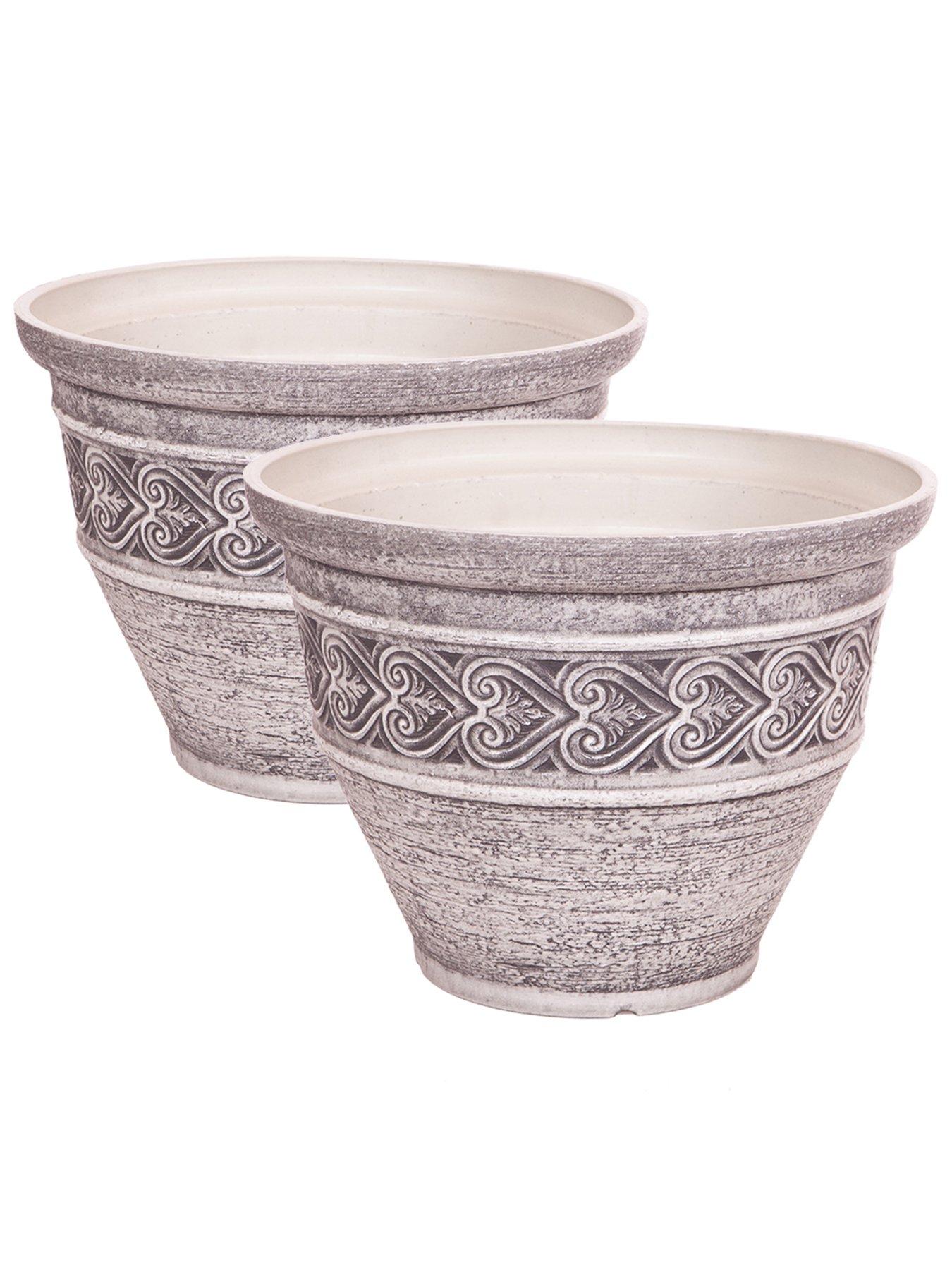 You Garden Pair Heart 40cm Washed Granite Planter