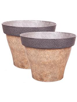 Product photograph of Pair Of Diablo Round Planters - Brown 39cm from very.co.uk