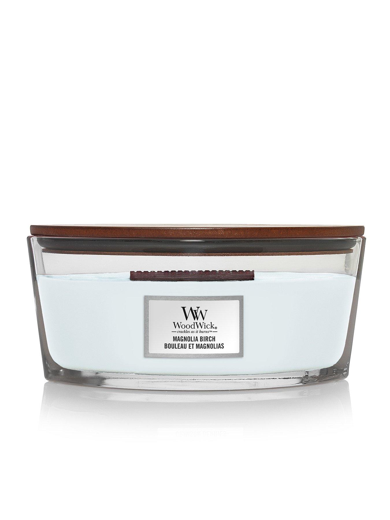 Product photograph of Woodwick Ellipse Candle Jar - Magnolia Birch from very.co.uk