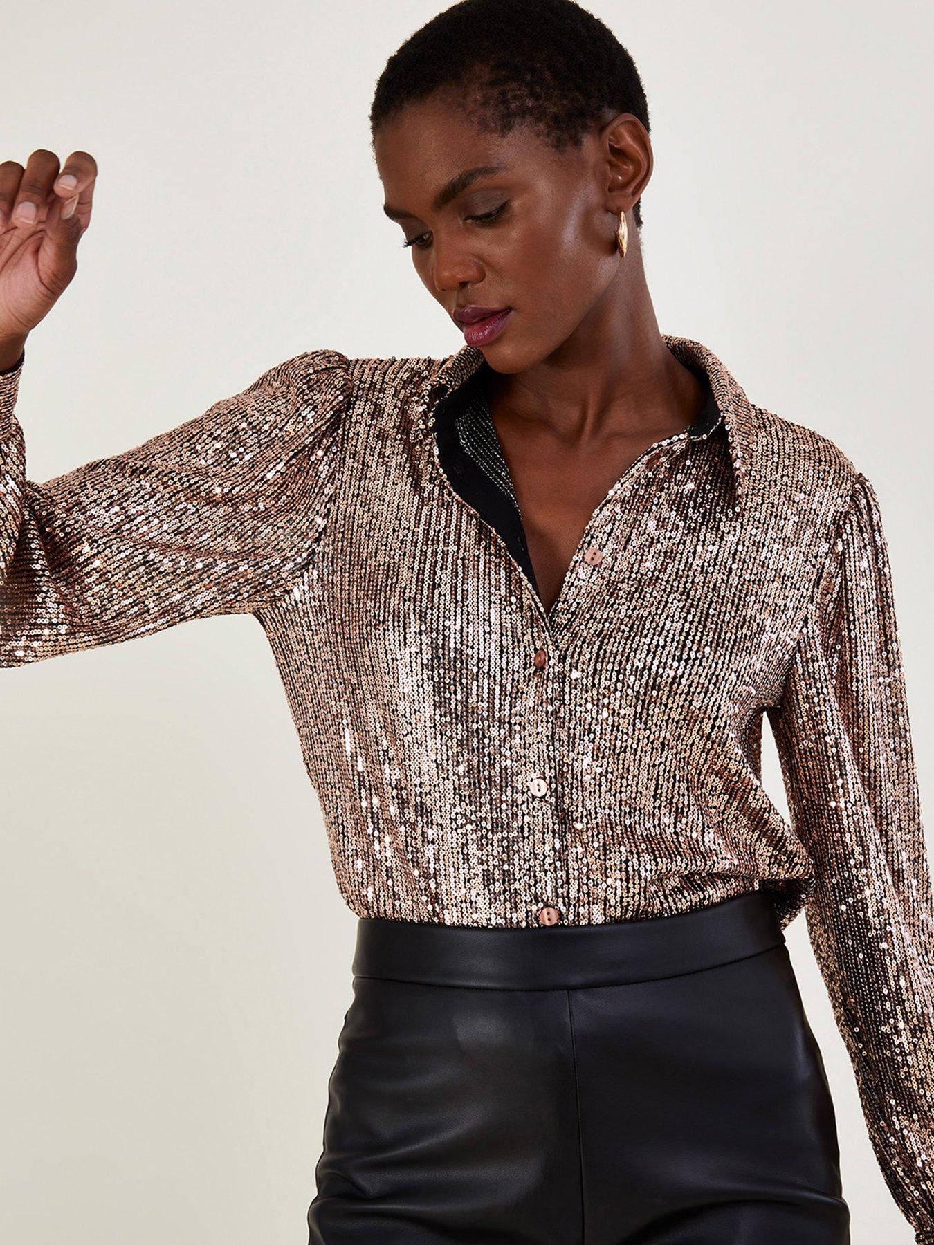 Gold sequin 2024 tops uk