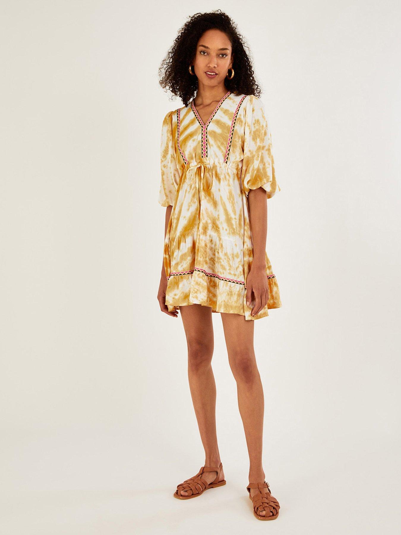 Monsoon Button Through Print Kaftan Dress