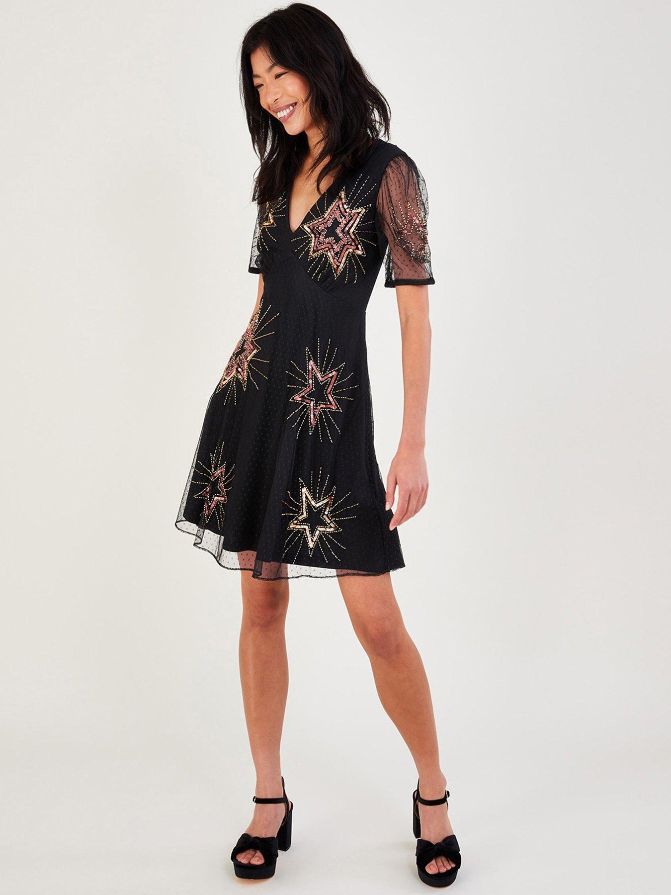 Monsoon black sequin store dress