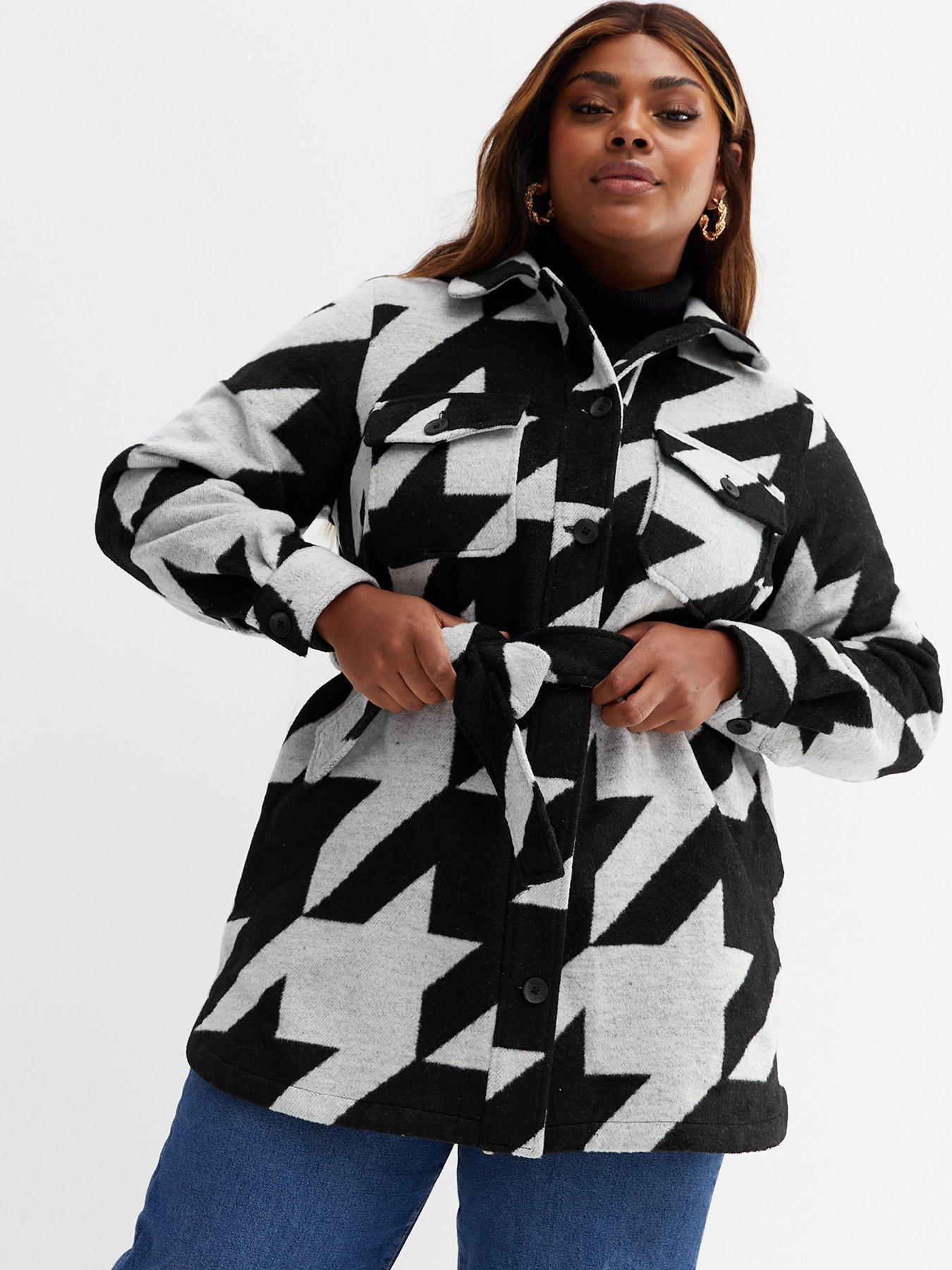 New Look Curves Dogtooth Tie Waist 