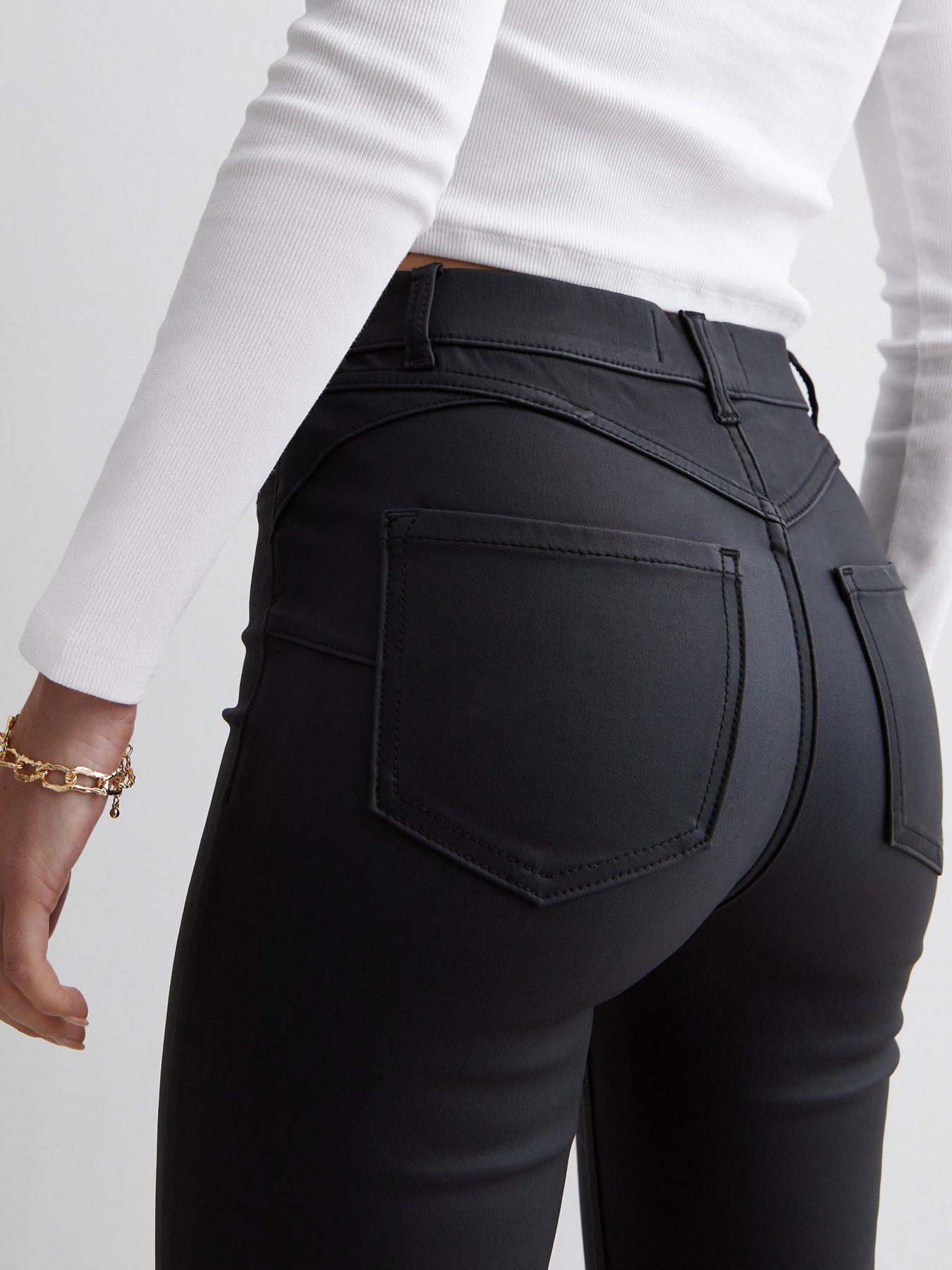 High waisted fashion leather look jeggings