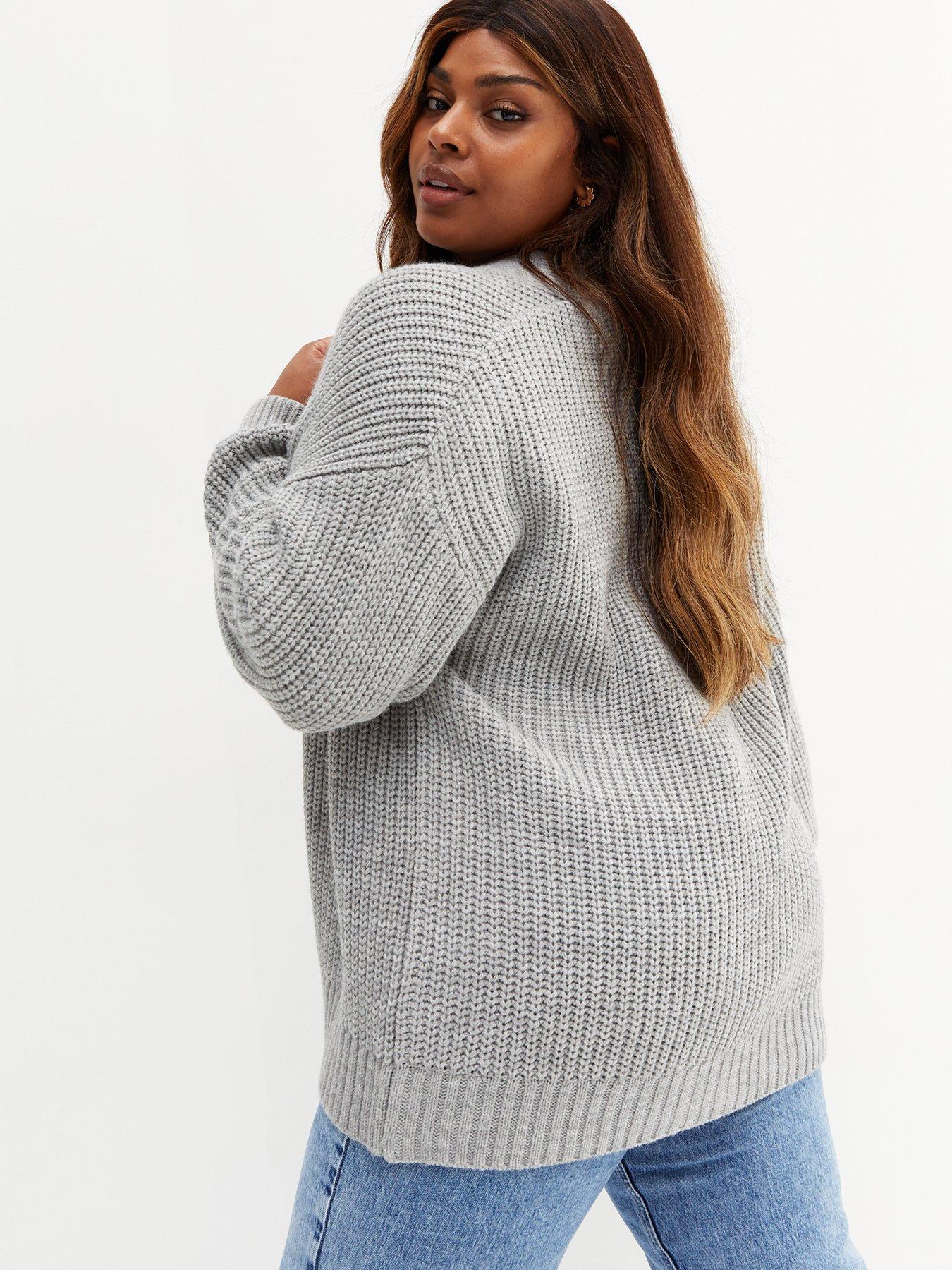 grey puff sleeve cardigan