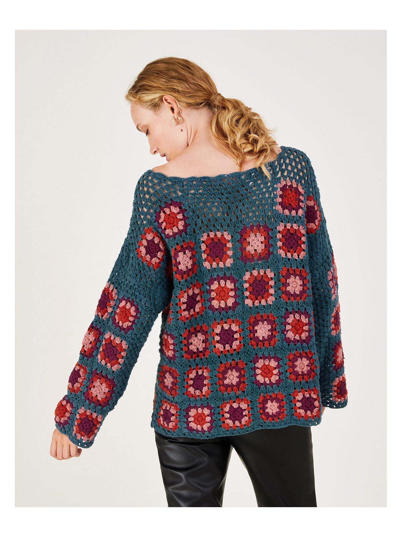 Monsoon Hand Crochet Jumper Blue very.co.uk