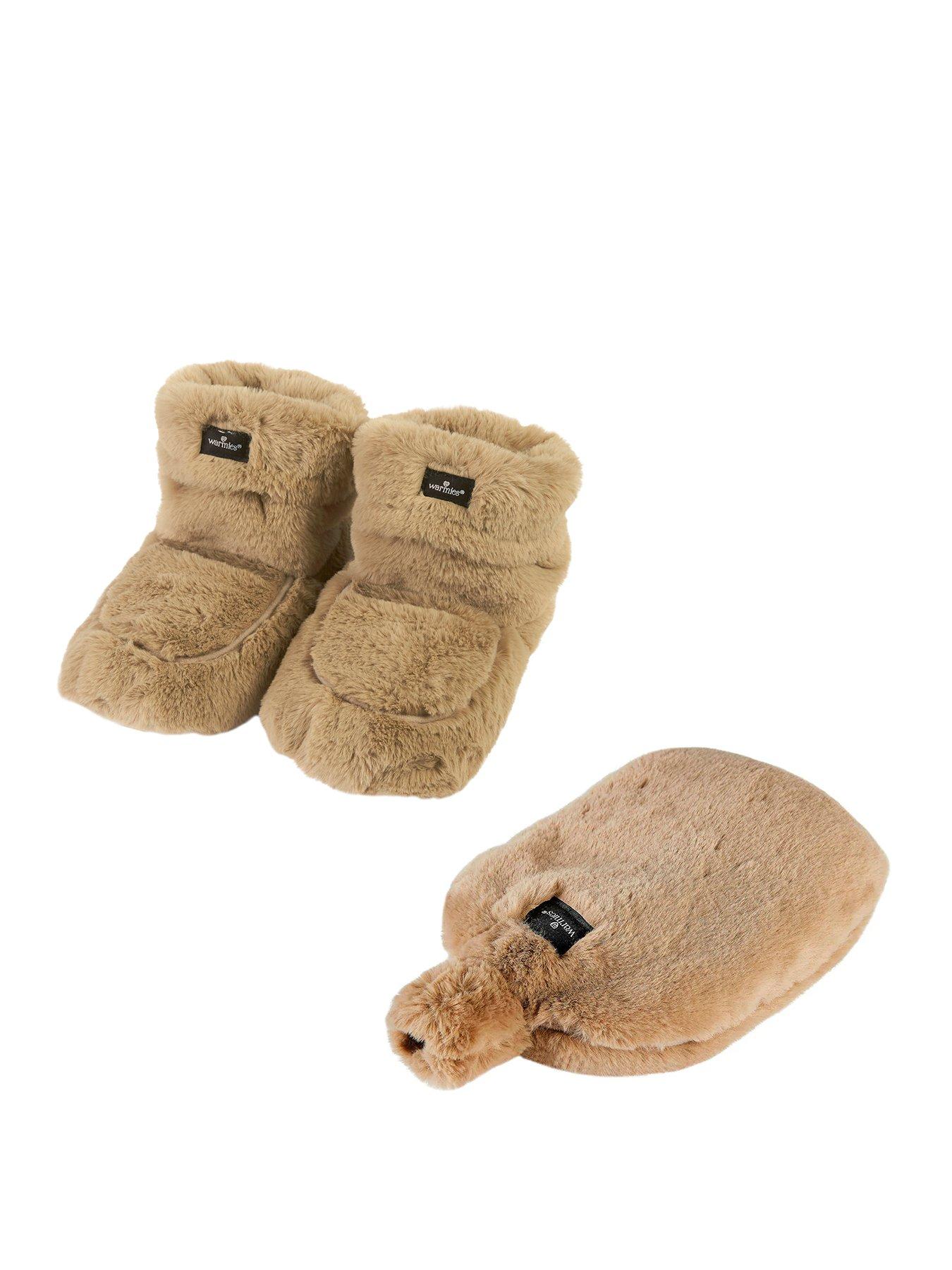 Product photograph of Warmies Fully Heatable Luxury Bottle Boots - Latte from very.co.uk