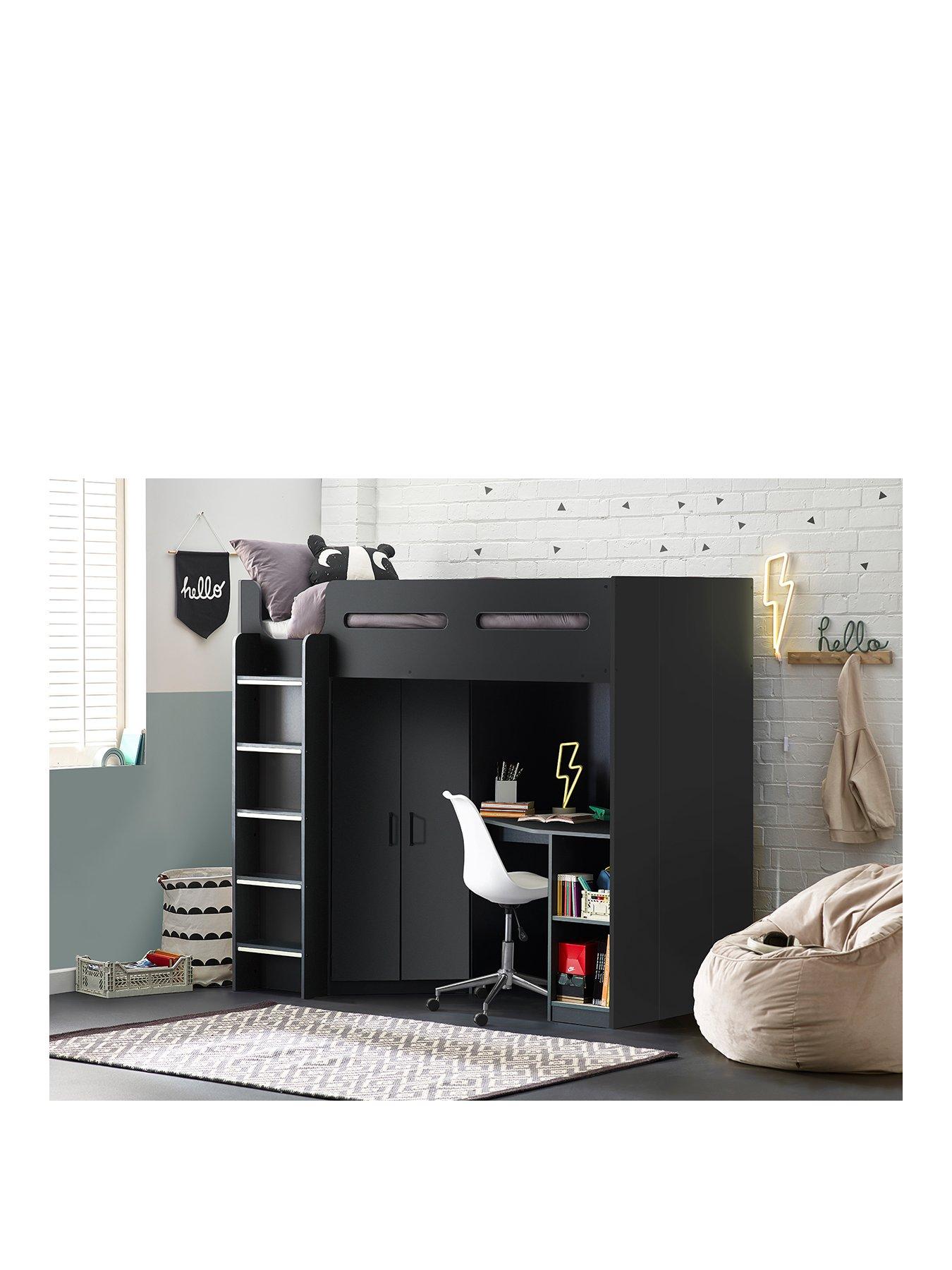 julian bowen max high sleeper with desk and pullout wardrobe