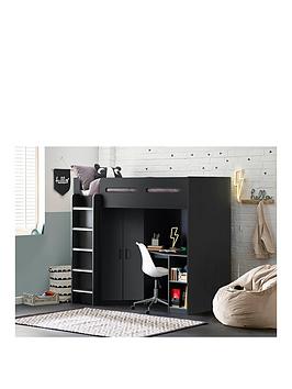 Product photograph of Julian Bowen Hercules High Sleeper With Wardrobe Desk And Shelving - Grey from very.co.uk