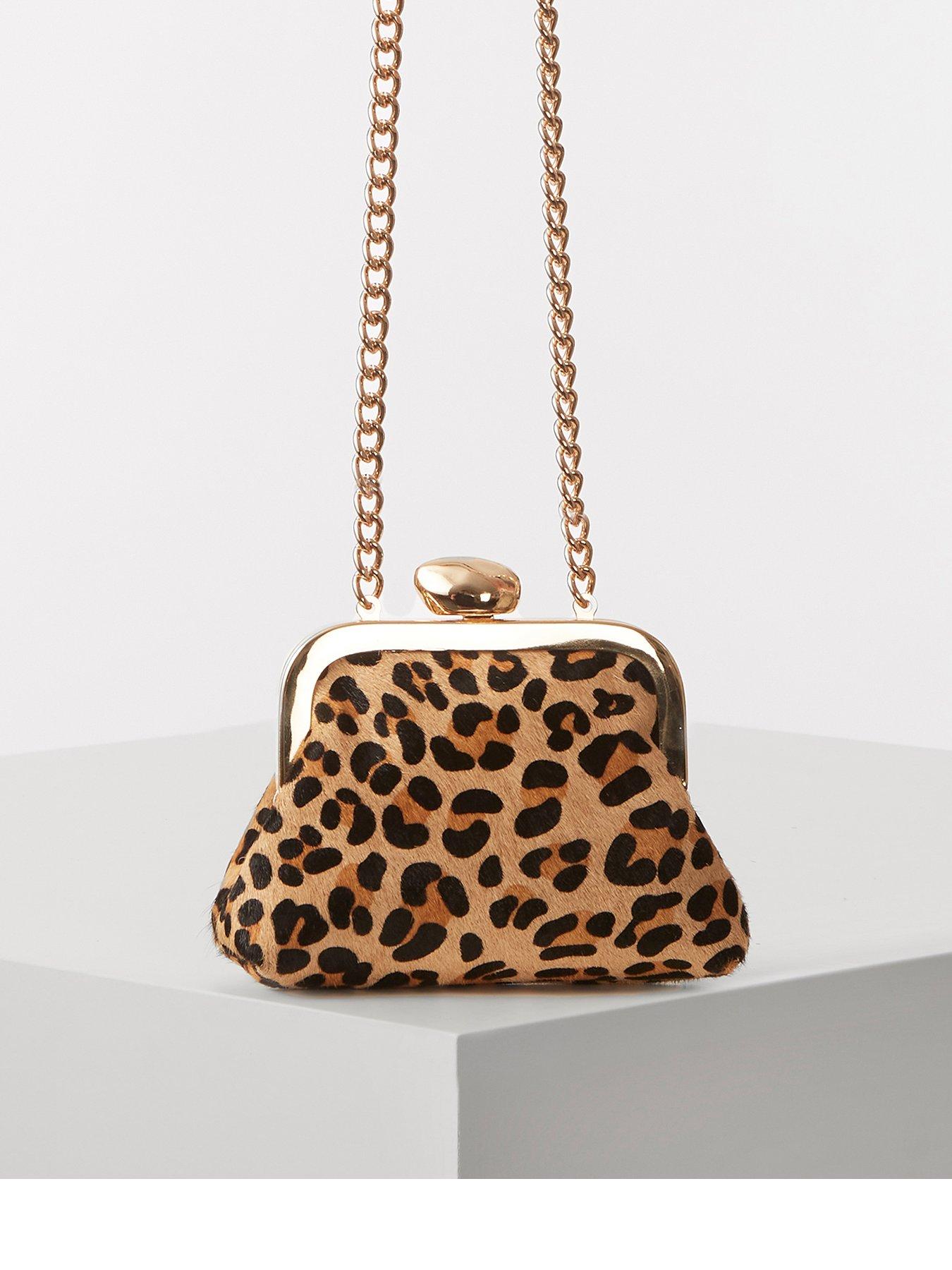 Eliza Mini Cow Hide Frame Purse Bag Leopard