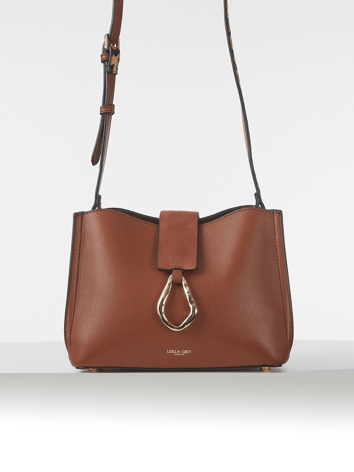 Luella Grey Roseanna Small Tear Drop Casual Crossbody Bag Conker