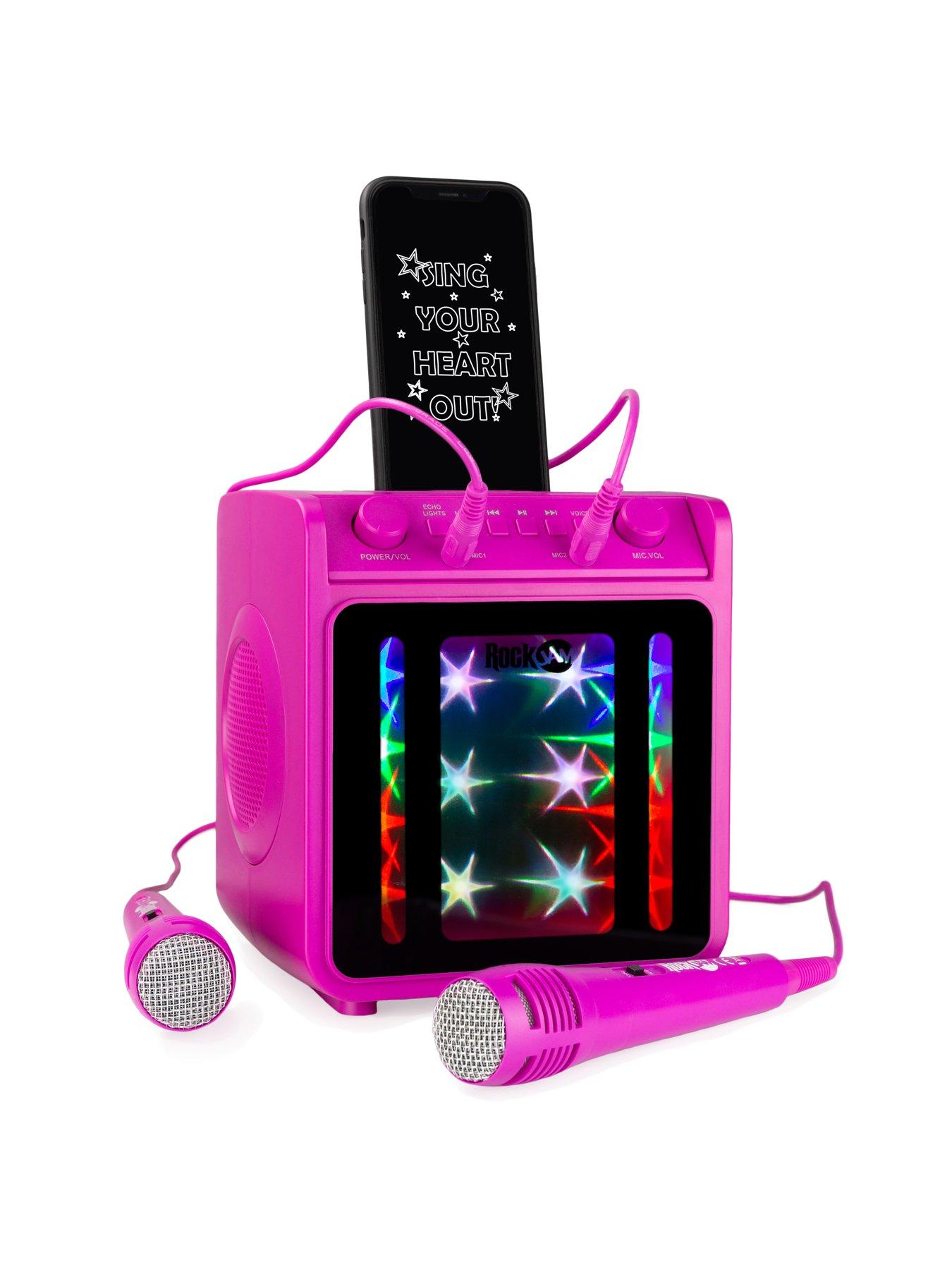 Image 3 of 6 of RockJam 10-Watt Rechargeable Bluetooth Karaoke Machine with Two Microphones - Pink