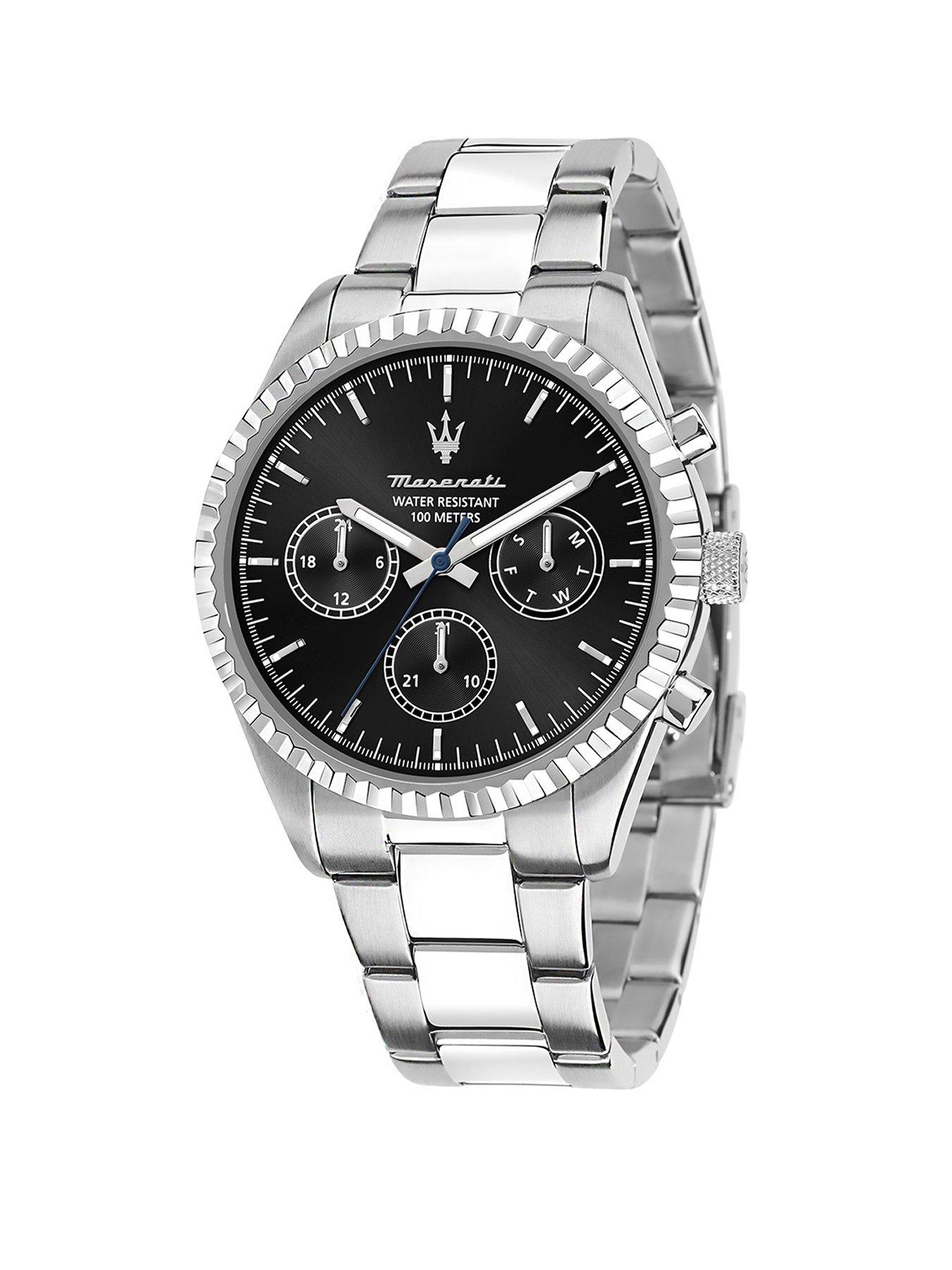 Product photograph of Maserati Competizione 43mm Mult Black Dial Mens Watch Stainless Steel from very.co.uk