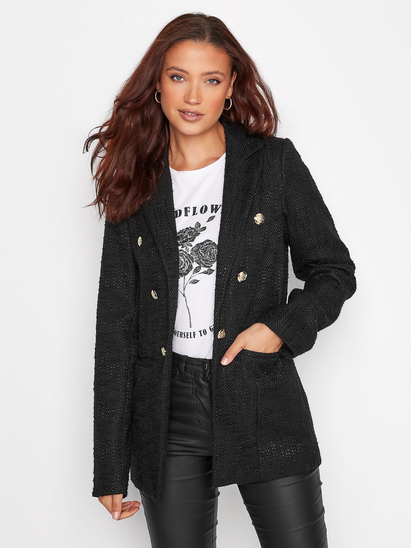 Black boucle outlet blazer