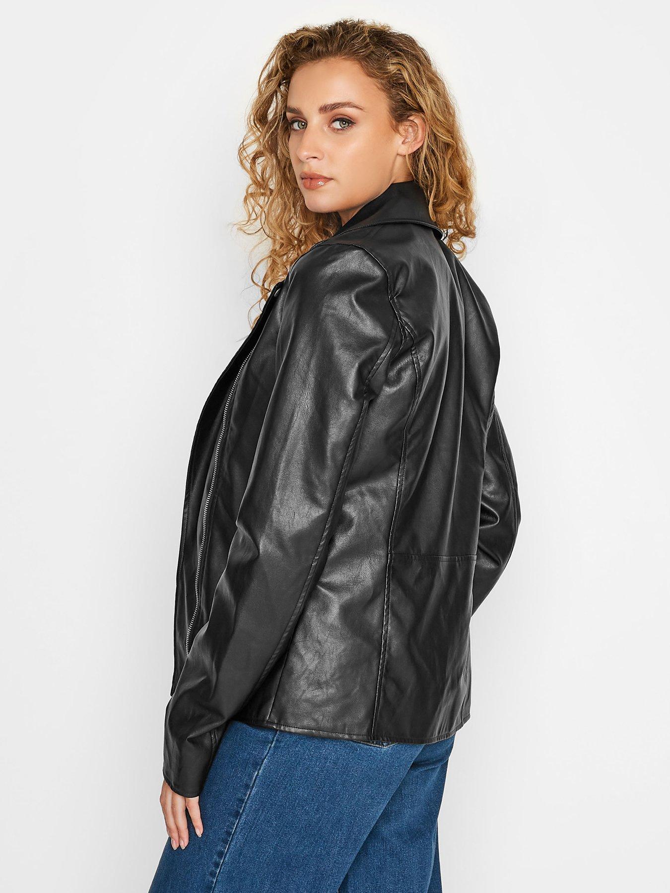 Faux Leather Moto Jacket for Tall Women