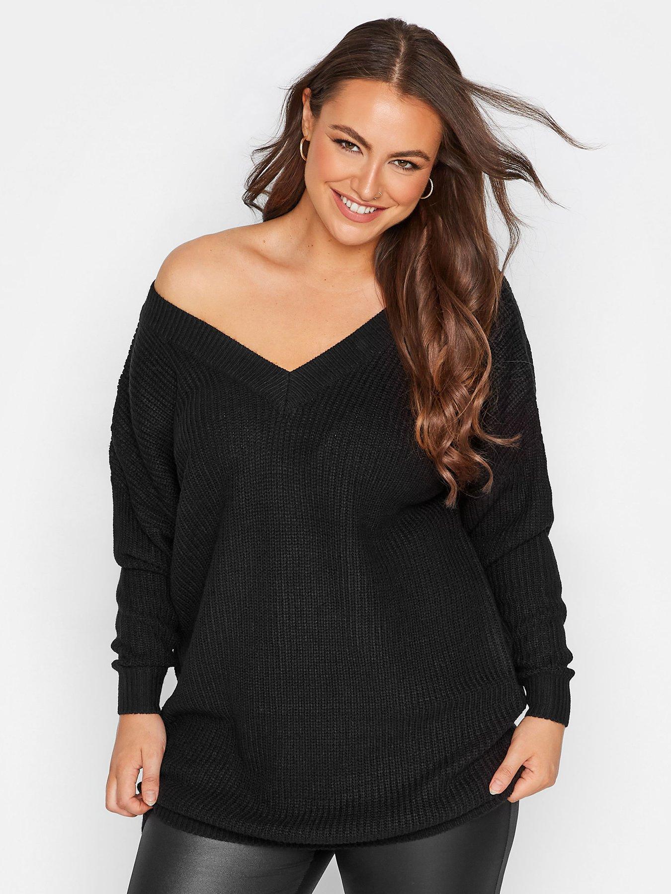 Plus size v neck on sale jumpers