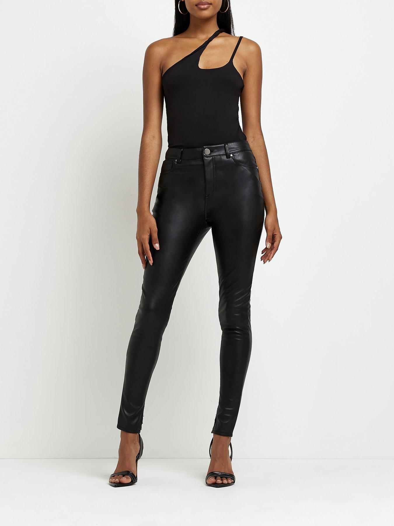 River Island Pu Bum Sculpt Trouser-black