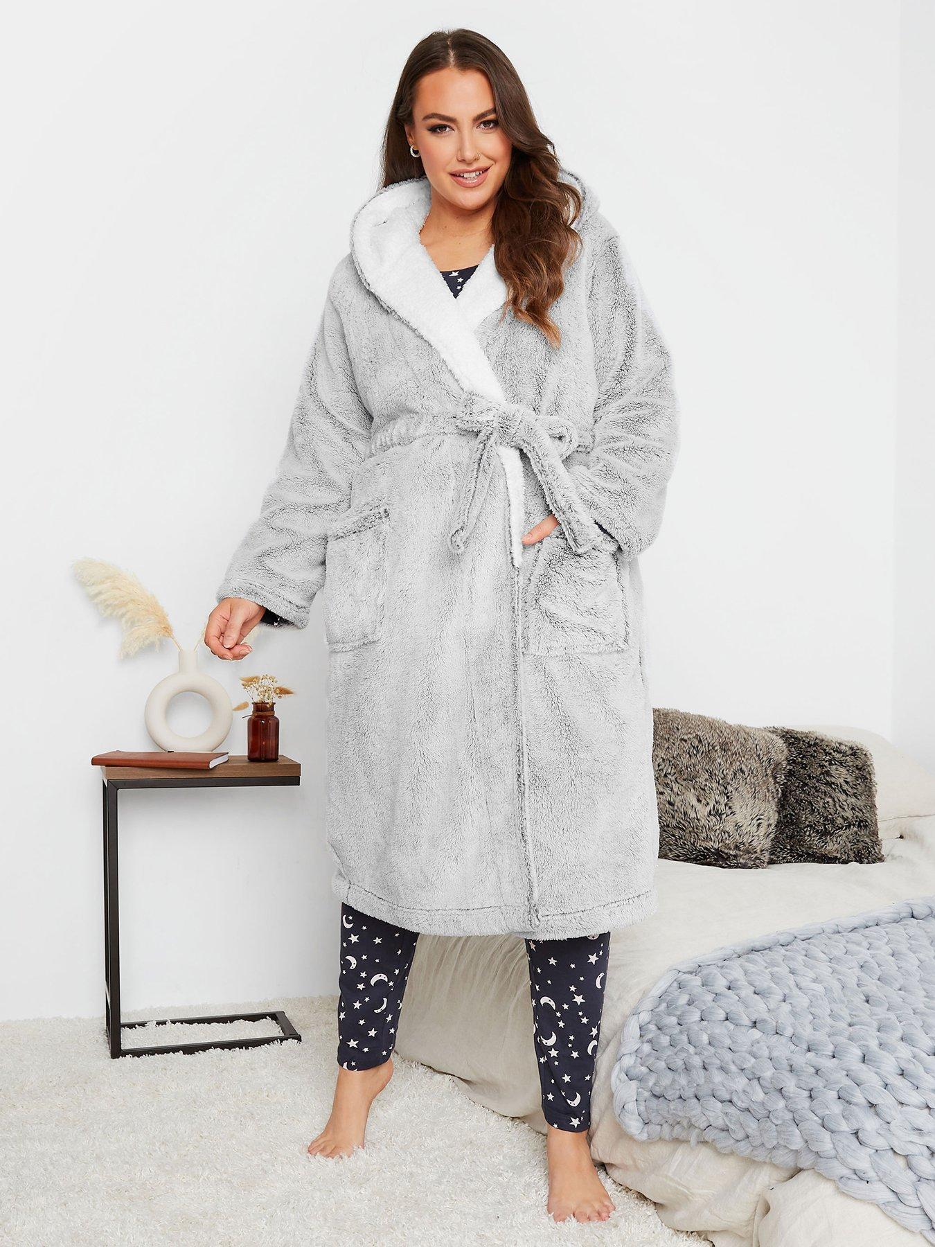 Ladies Spot Fleece Wrapover Dressing Gown Sizes 8-10 to 20-22 Charcoal or Red 