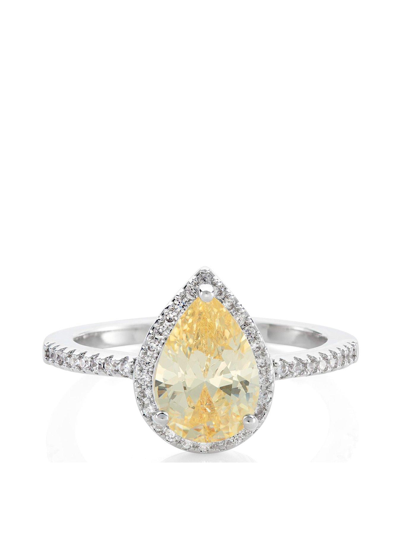 Product photograph of Buckley London The Carat Collection - Canary Sparkle Pear Ring from very.co.uk