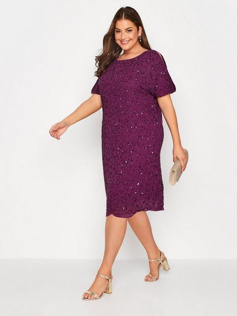 yours-luxe-embellished-cape-dress-purple