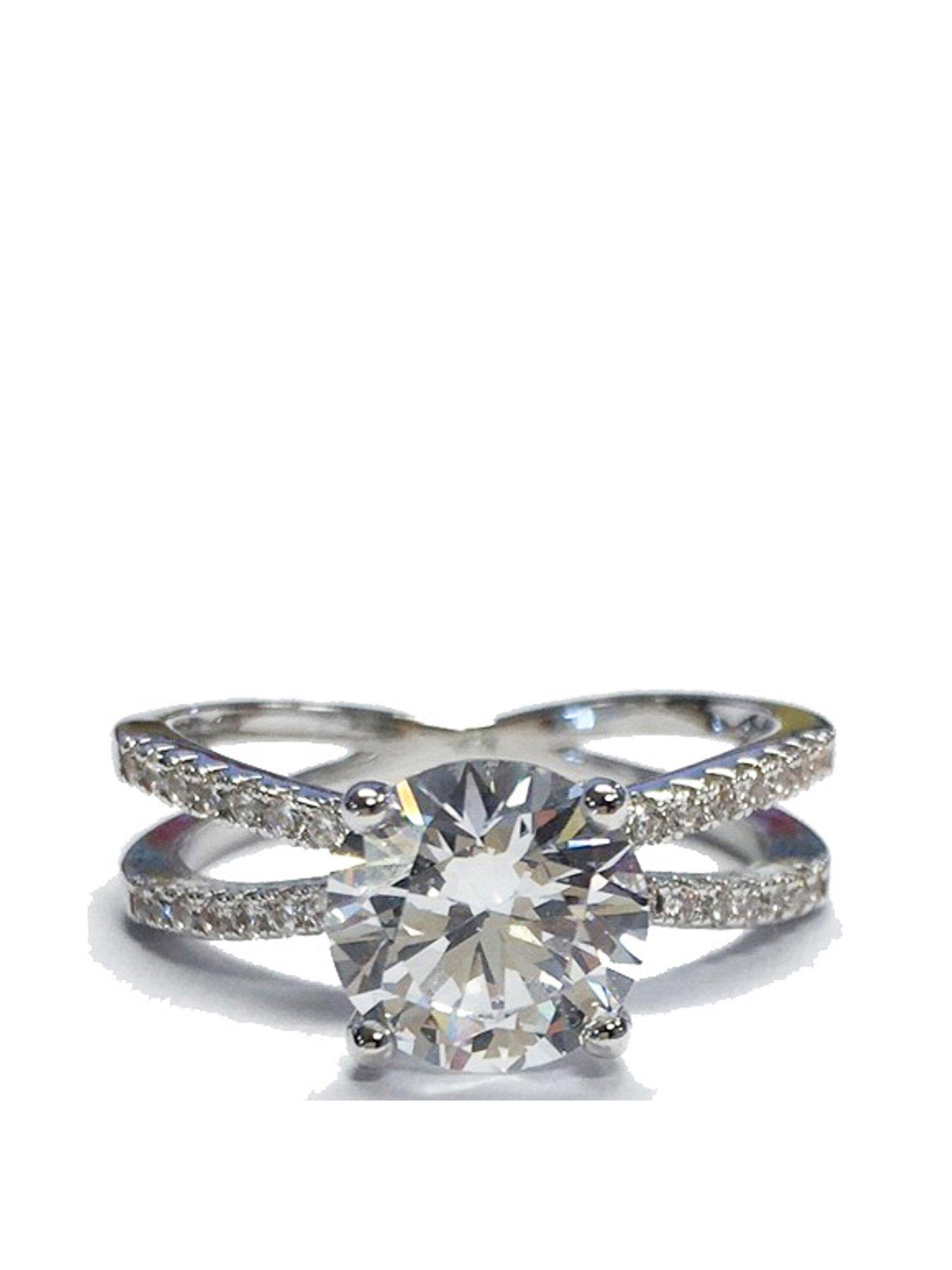 Product photograph of Buckley London Double Crossover Band With Clear Solitaire Ring from very.co.uk