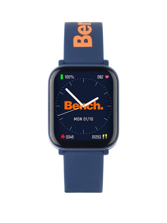 front image of bench-beg012u-bench-unisex-navy-silicone-strap-smartwatch