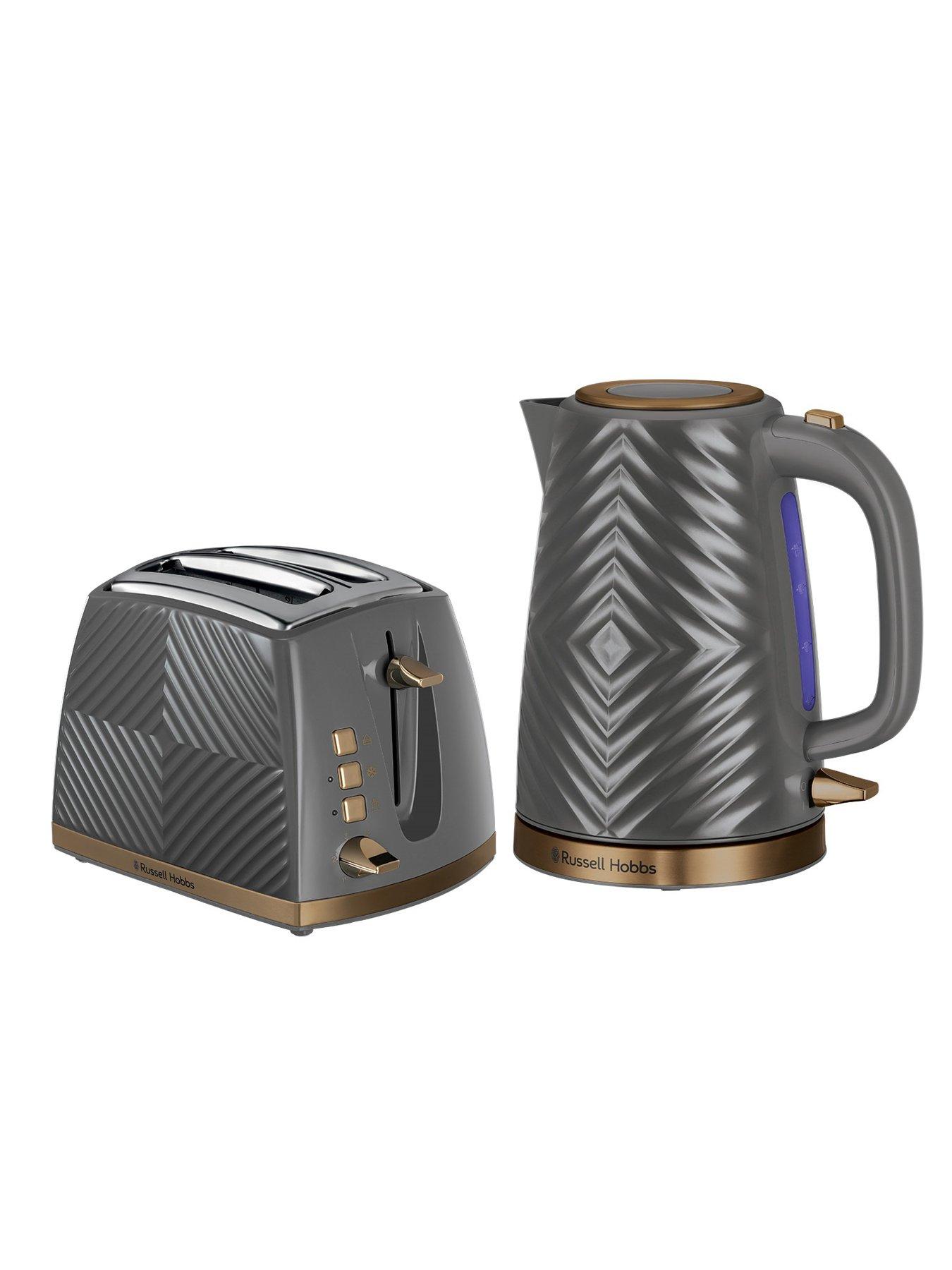 Russell Hobbs Groove Kettle & Toaster Bundle Grey very.co.uk