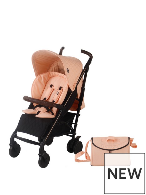 my-babiie-quilted-blush-melange-lightweight-stroller-with-seat-liner-changing-bag-and-leatherette