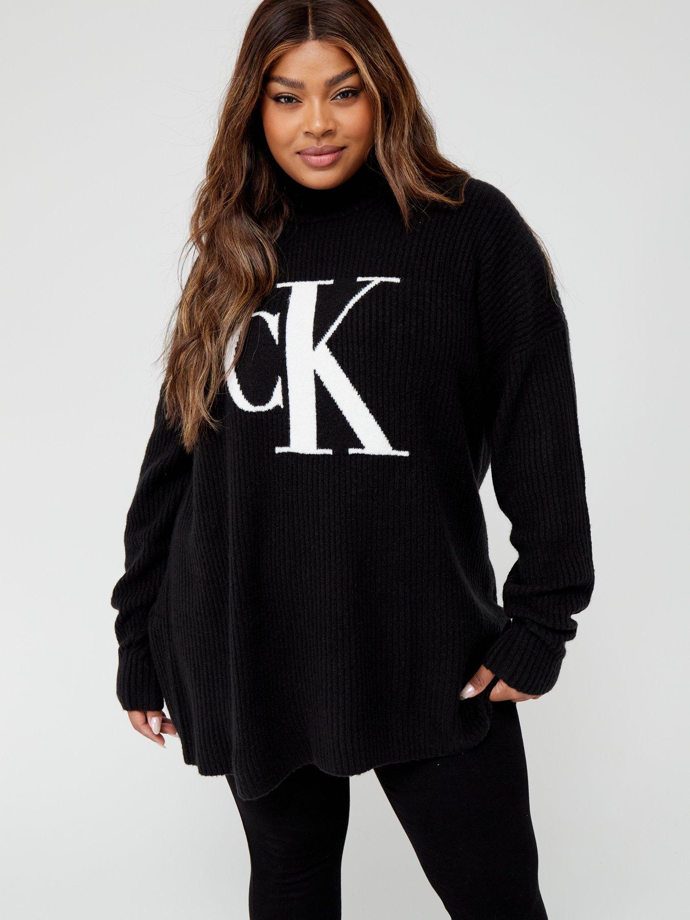 Calvin Klein Jeans Curve Oversized CK Logo Jumper - Black 