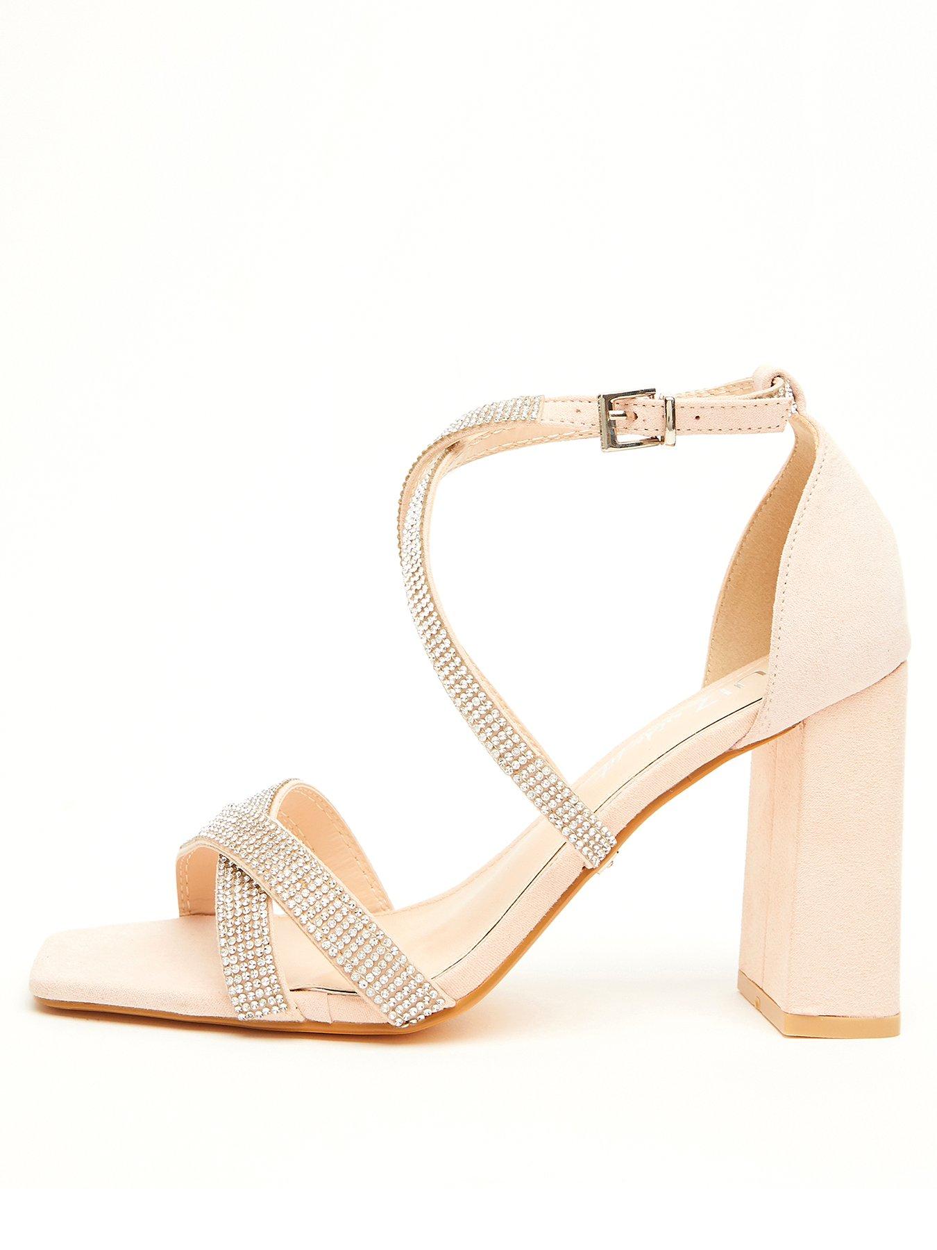 Quiz Wide Fit Diamante Heeled Sandals Nude very