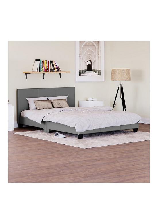 front image of vida-designs-hurley-faux-leather-bed-frame