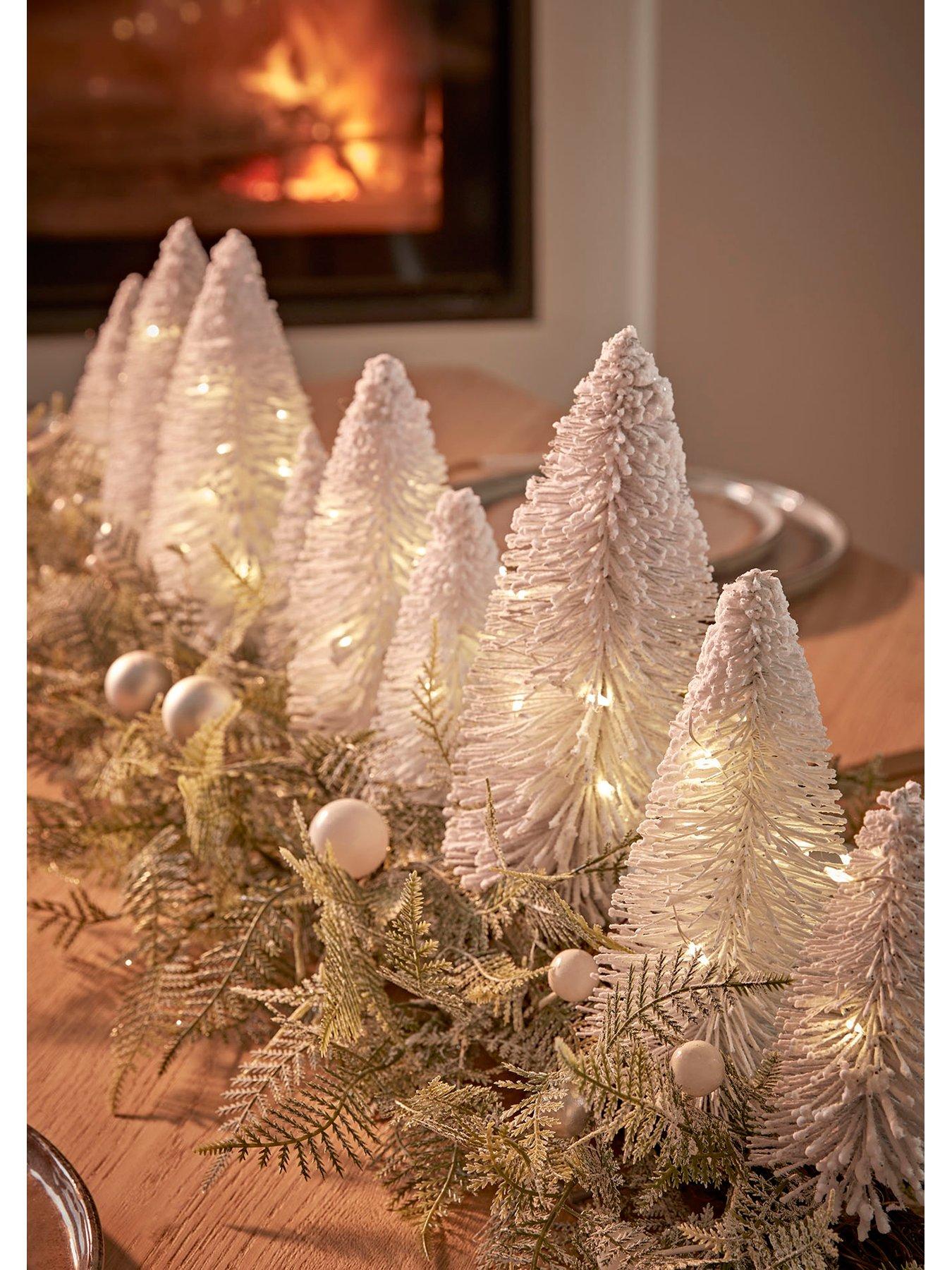 Cox & Cox Light Up Brush Trees Forest Christmas Decoration White