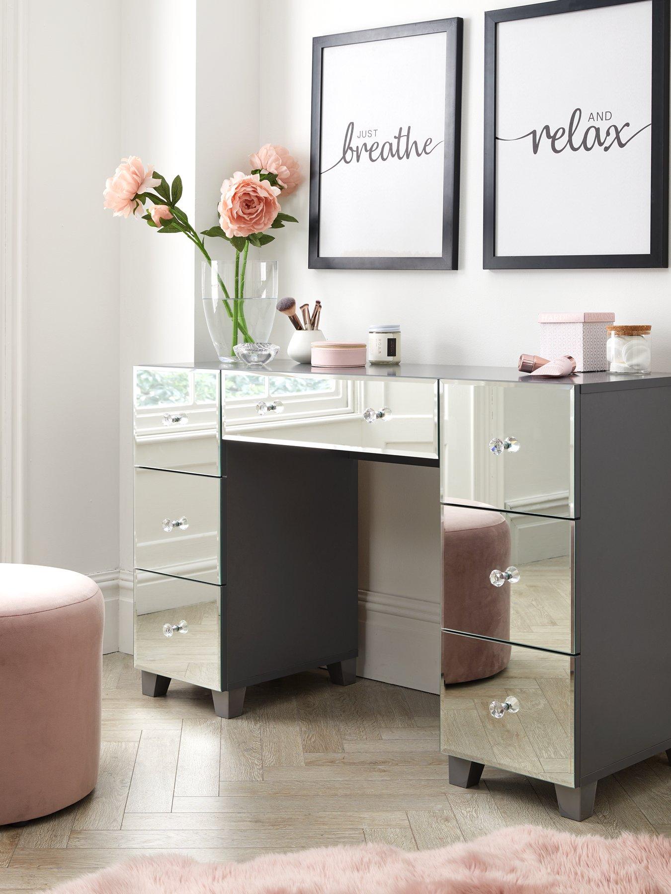 Very Home Bellagio 7 Drawer Dressing Table With Mirrored Fronts - Grey Or White - Fsc Certified