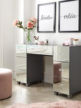 Very Home Bellagio 7 Drawer Dressing Table With Mirrored Fronts - Grey Or White - Fsc Certified