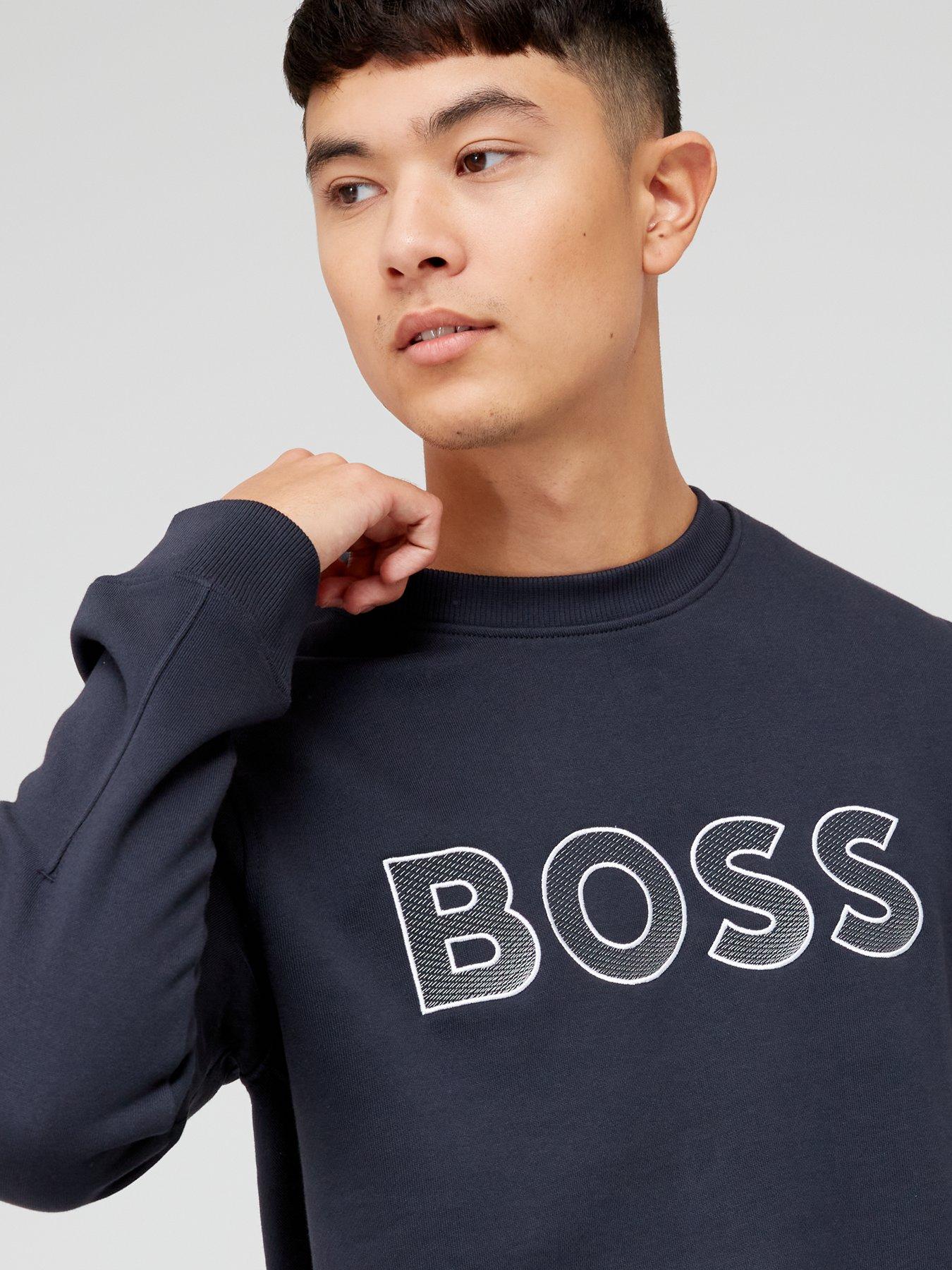 BOSS Salbo Logo Sweatshirt - Dark Blue | Very.co.uk