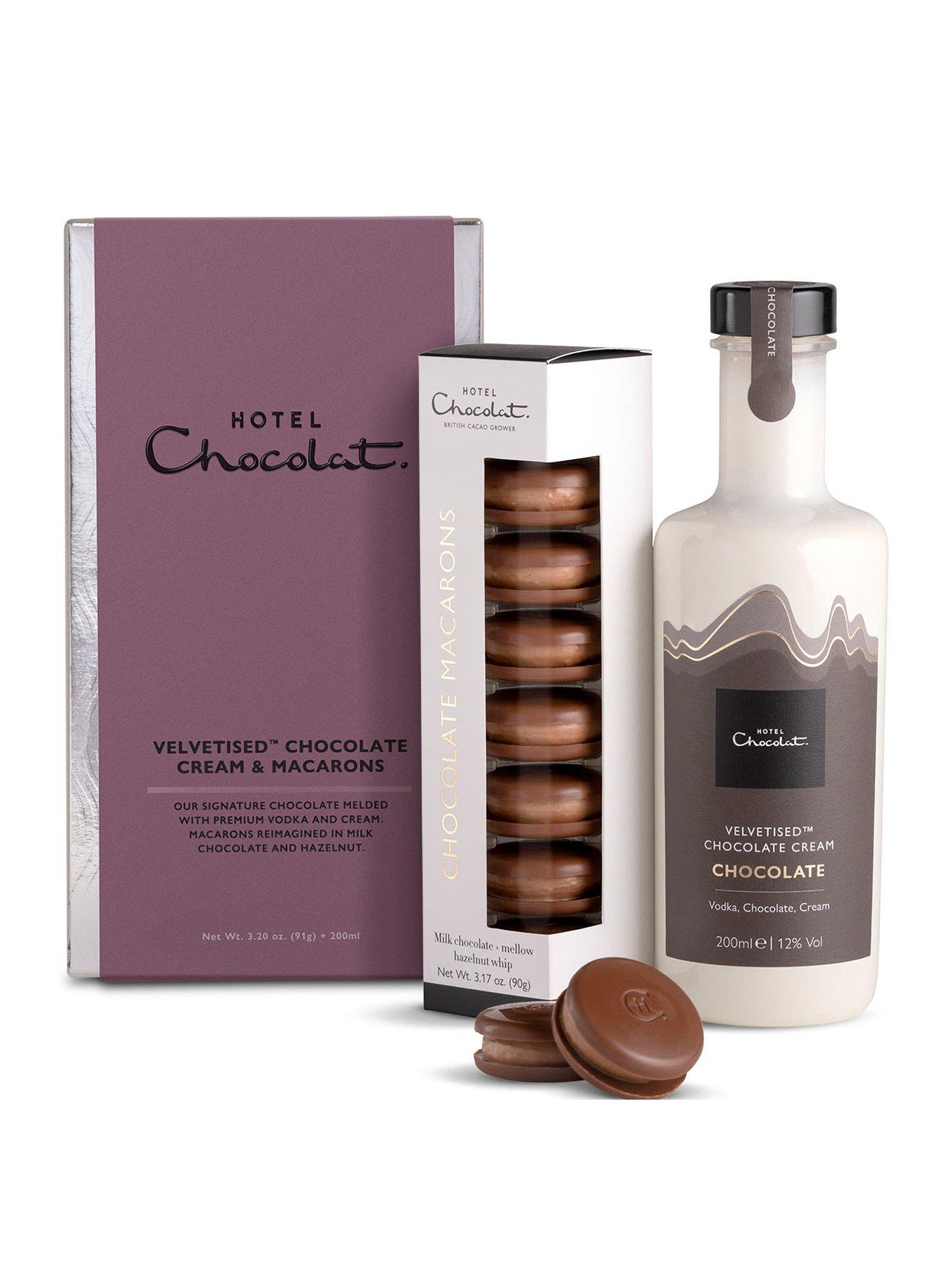 Product photograph of Hotel Chocolat Tipples Amp Treats - Velvetised Chocolate Cream 200ml Amp Macarons from very.co.uk