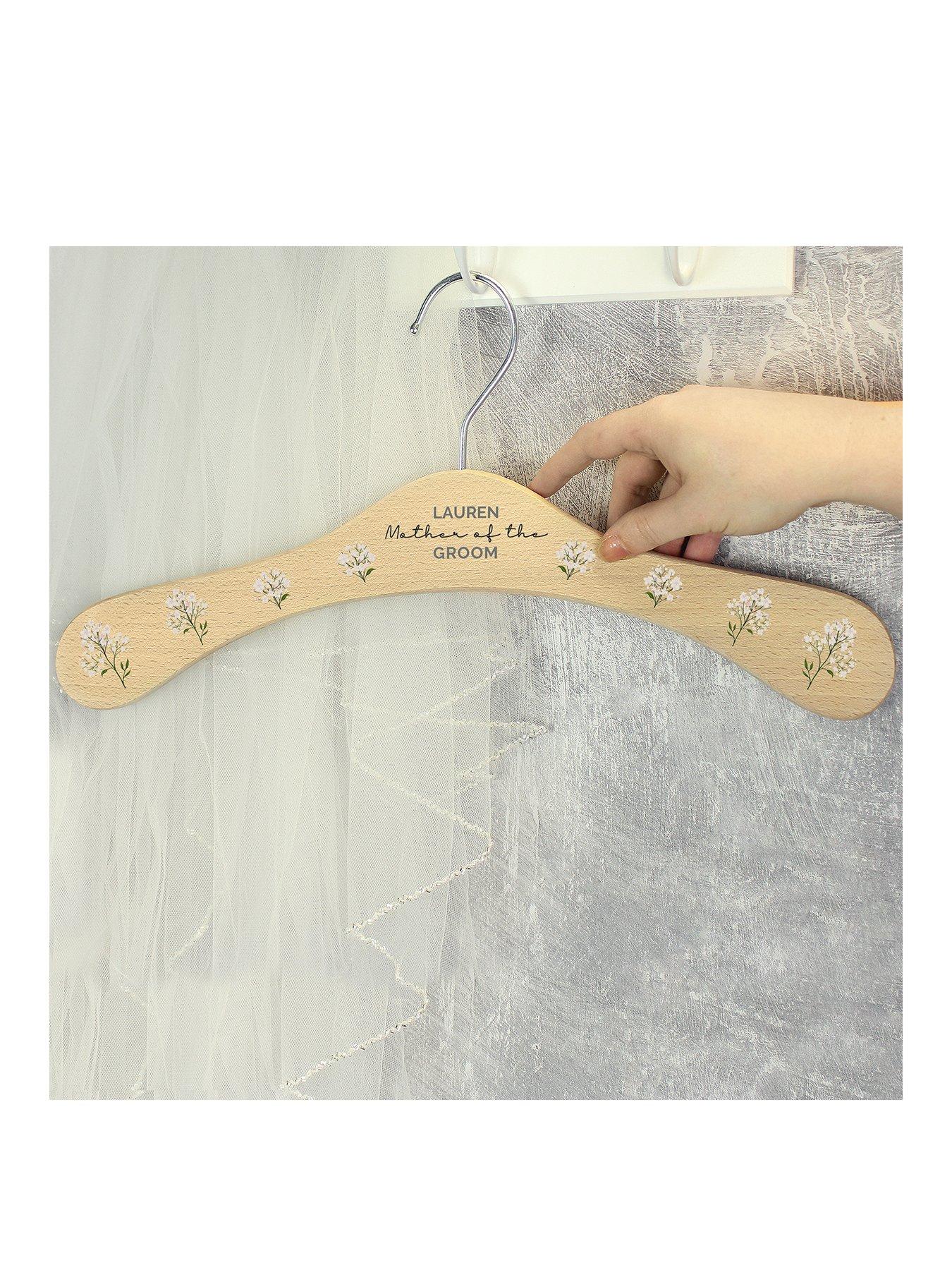 Product photograph of The Personalised Memento Company Wedding Party Floral Wooden Hanger from very.co.uk