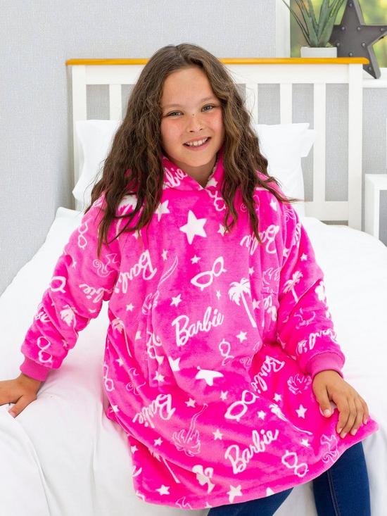 front image of barbie-stars-wearable-fleece-hoodie-medium-multi