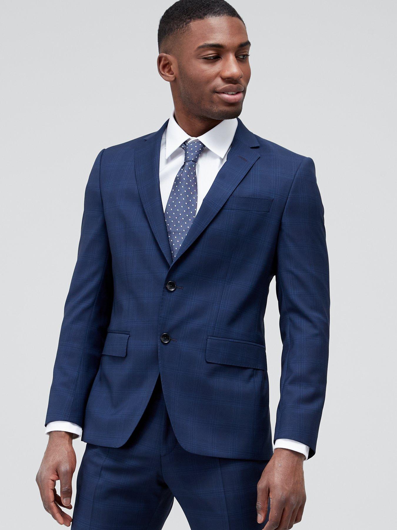 BOSS H-huge-mm-224 Slim Fit Wedding Suit Jacket - Dark Blue | very.co.uk