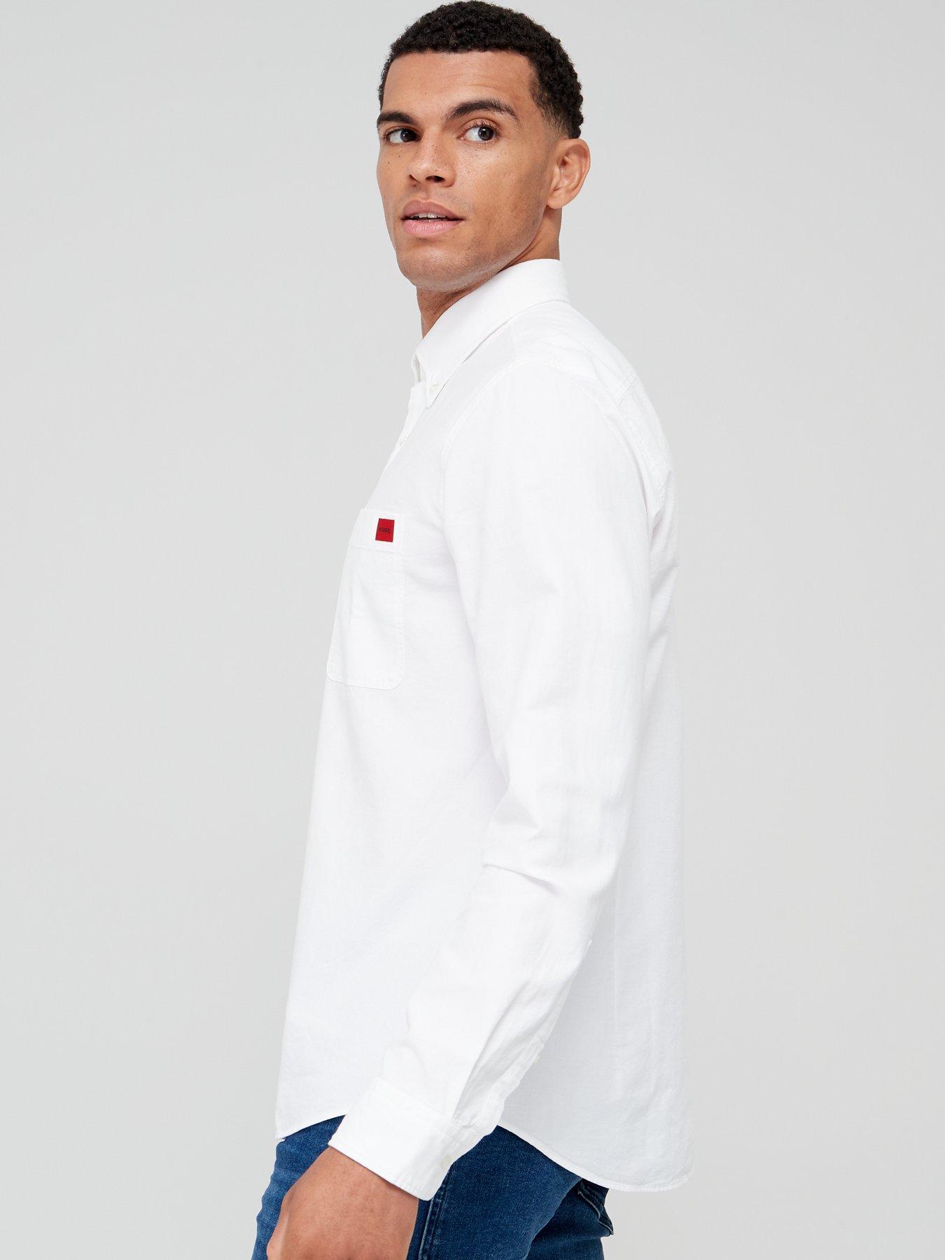 Image 2 of 6 of HUGO Evito Slim Fit Long Sleeve Shirt - White