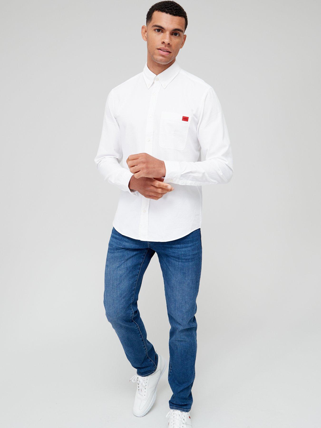Image 3 of 6 of HUGO Evito Slim Fit Long Sleeve Shirt - White