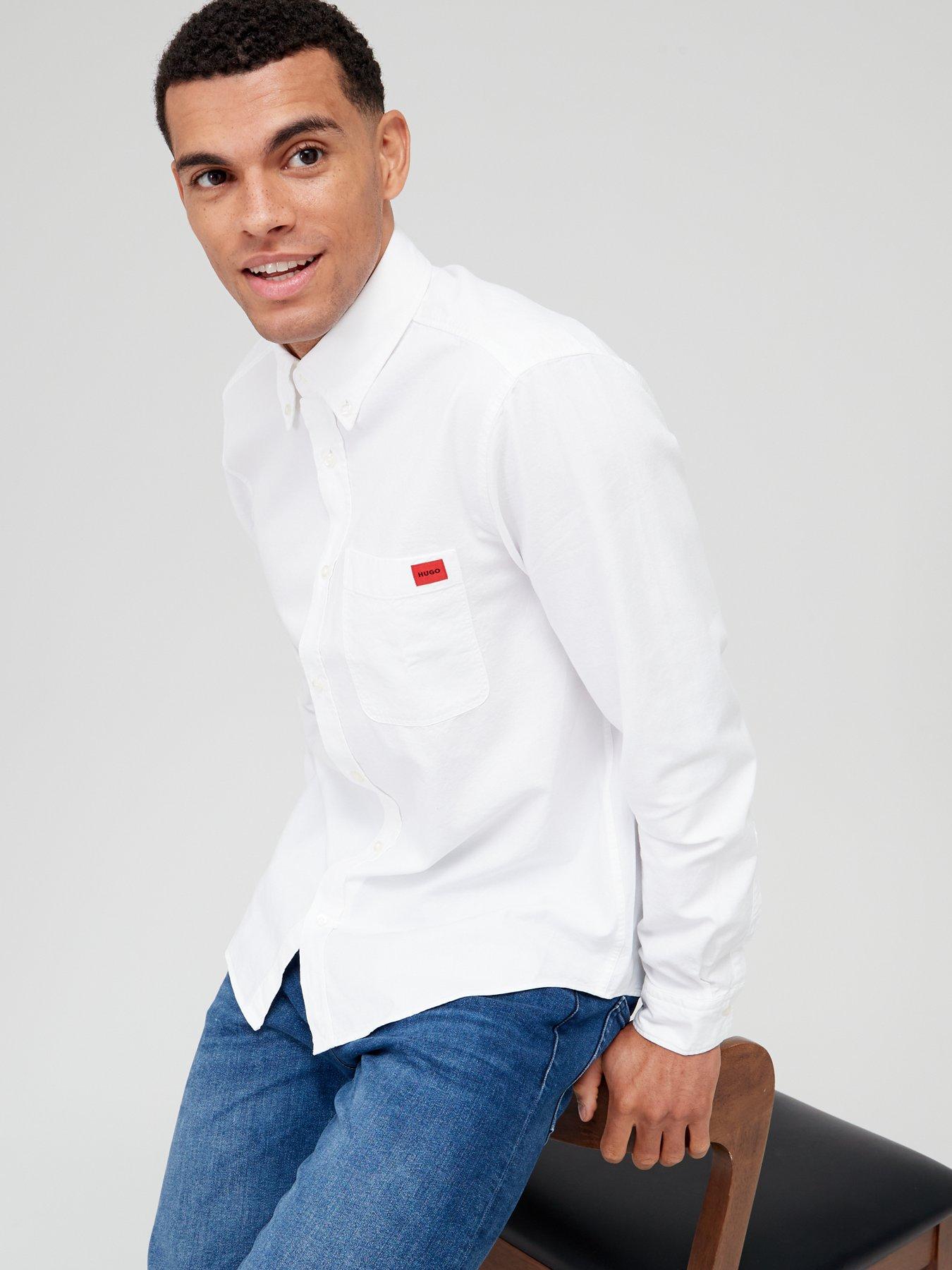 Image 4 of 6 of HUGO Evito Slim Fit Long Sleeve Shirt - White