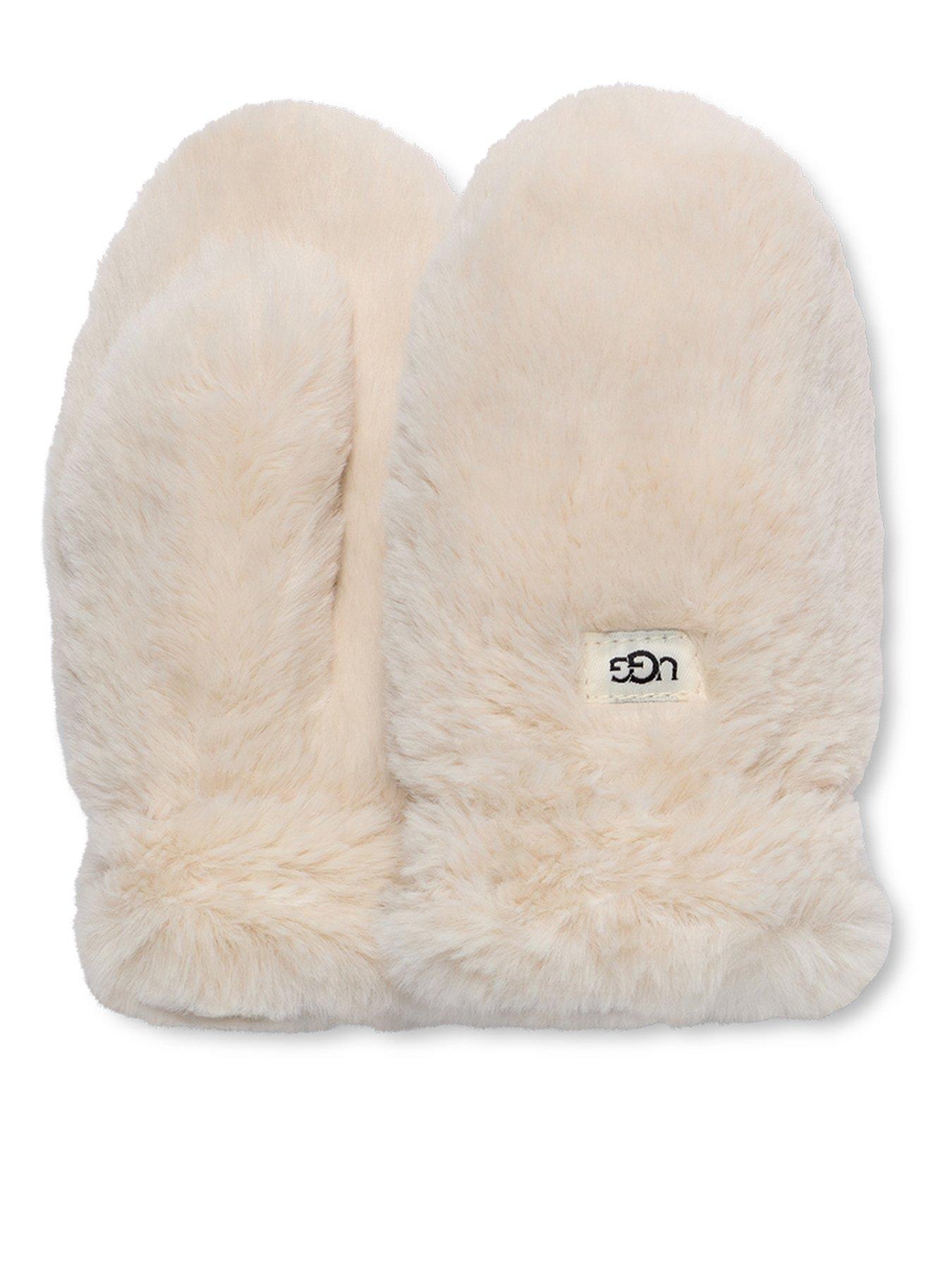 UGG Faux Fur Gloves White very.co.uk