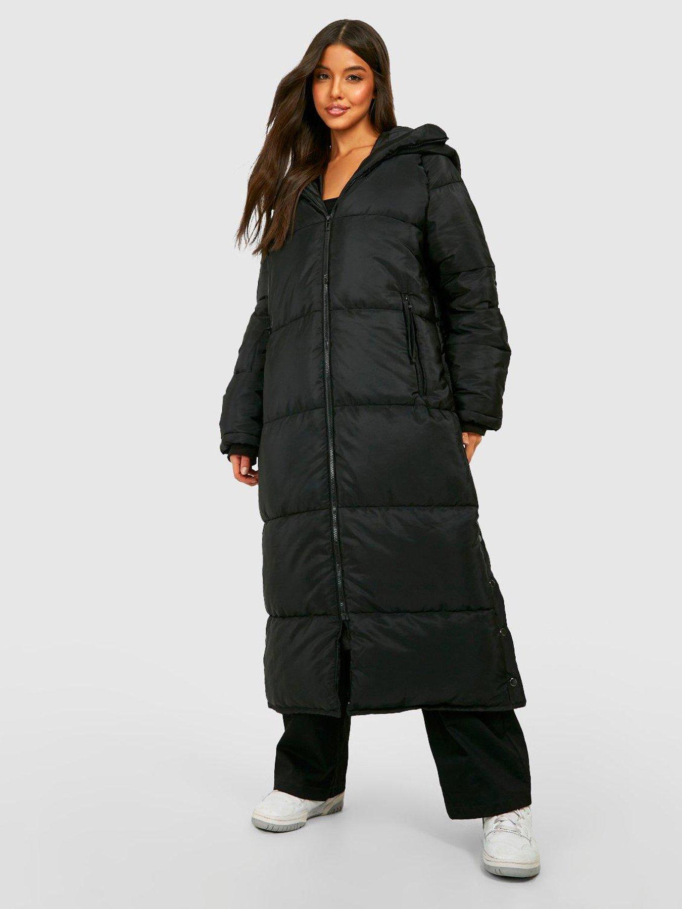 Boohoo Hooded Longline Padded Jacket Black Very