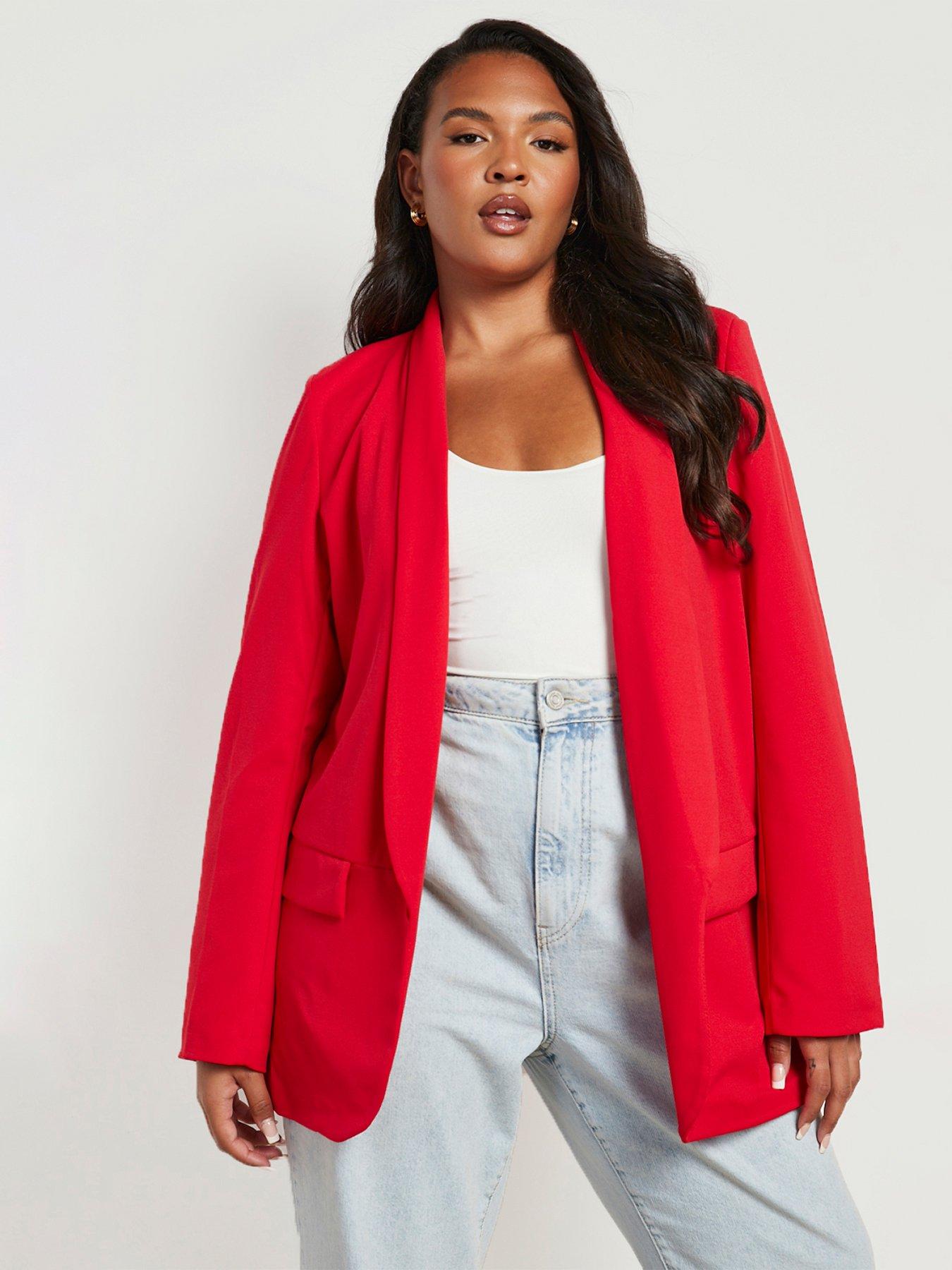 womens plus size red coats