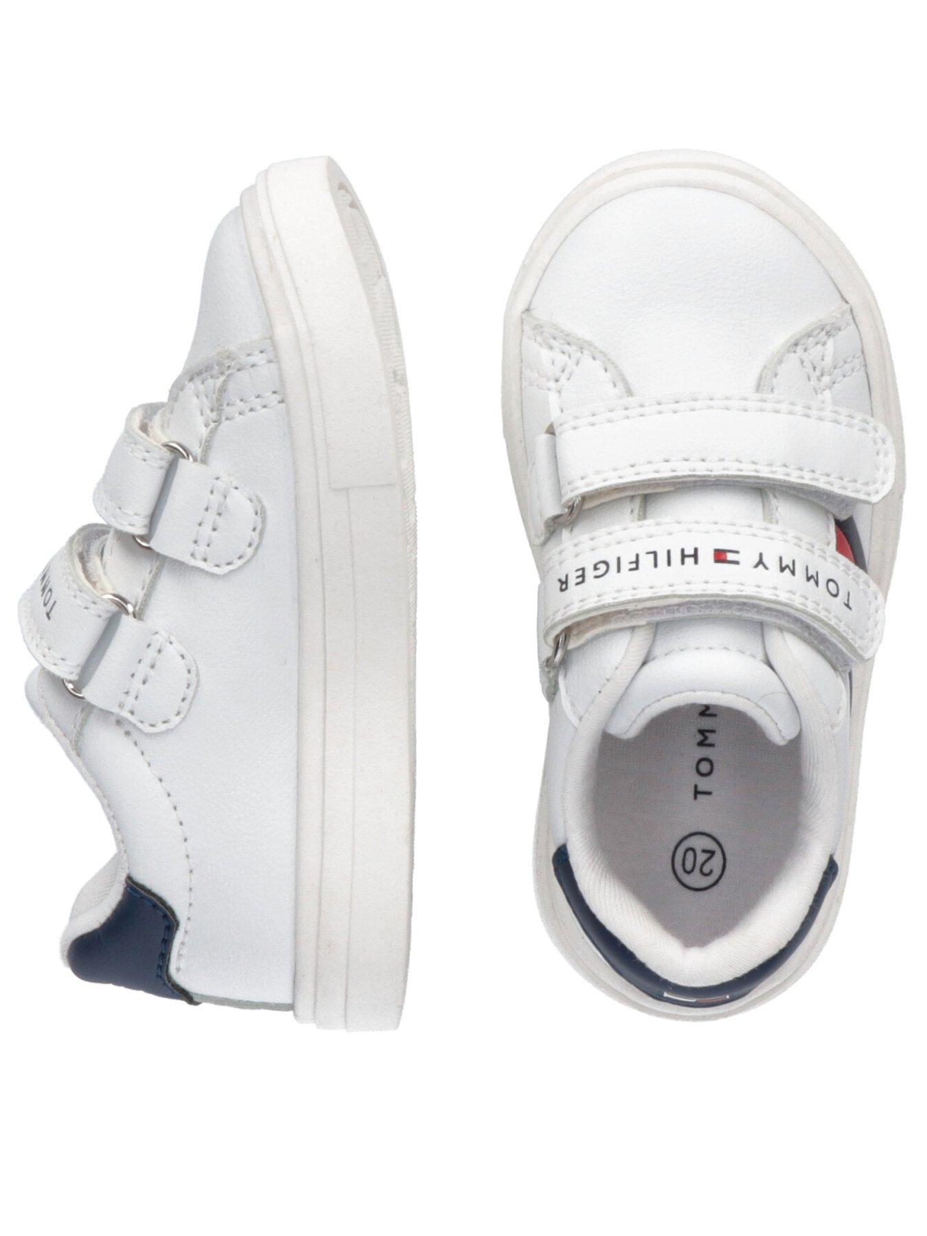 TOMMY HILFIGER: sneakers in recycled synthetic leather with Velcro - White